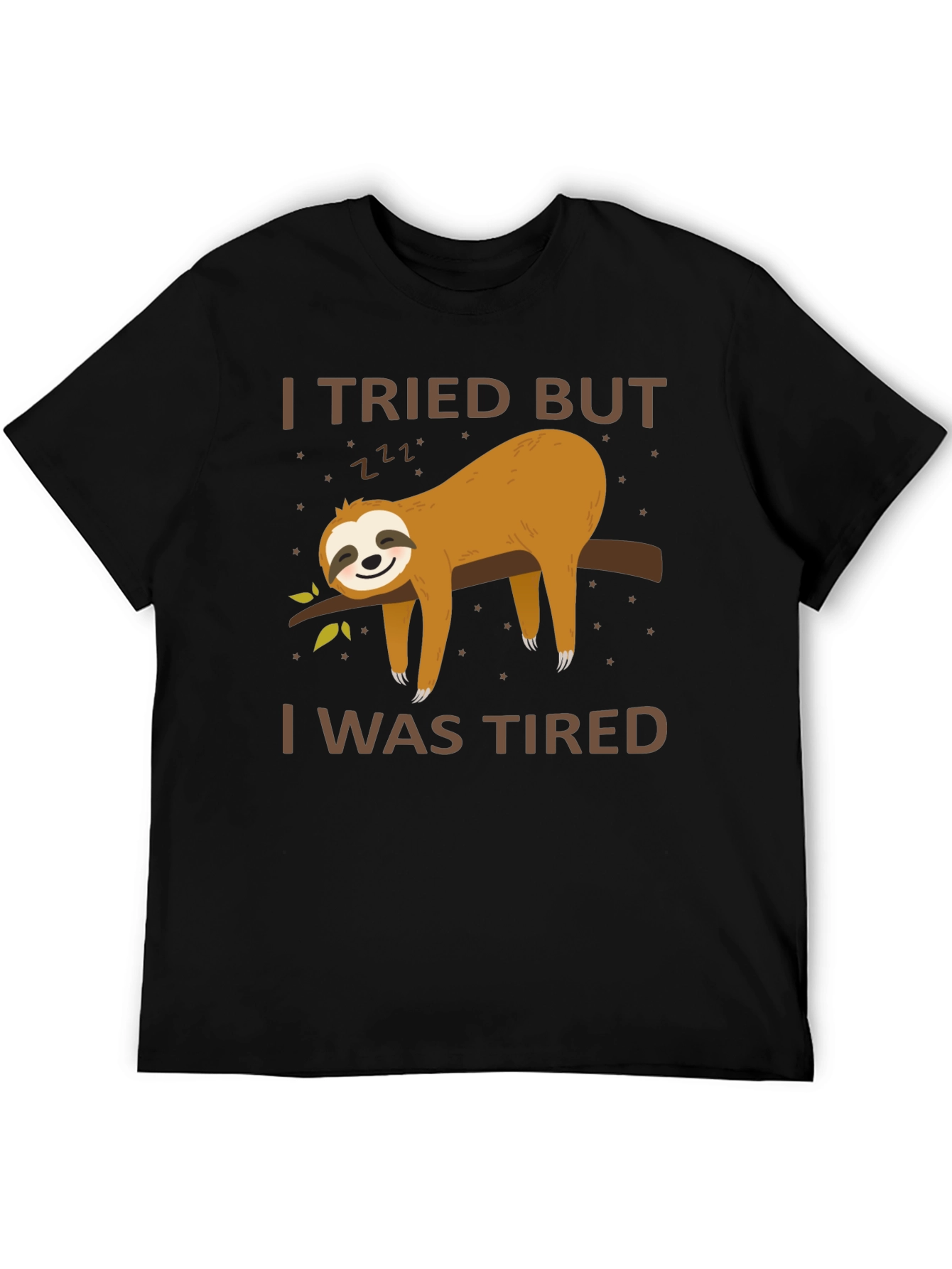 Black I Tried But I Was Tired Sloth T-Shirt view 5