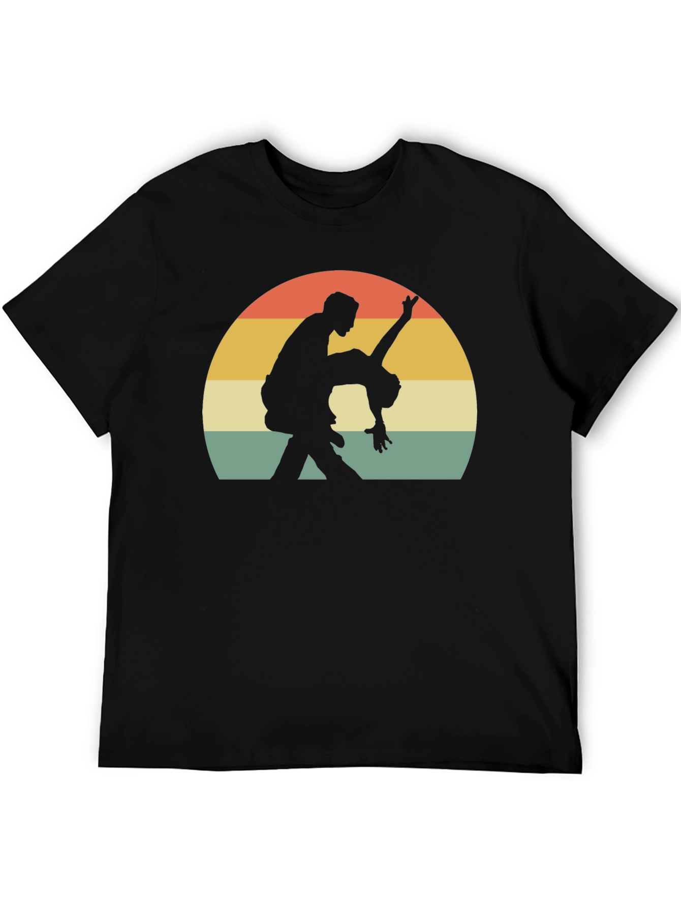 Black Vintage Style Dancing Couple Graphic T-Shirt view 5