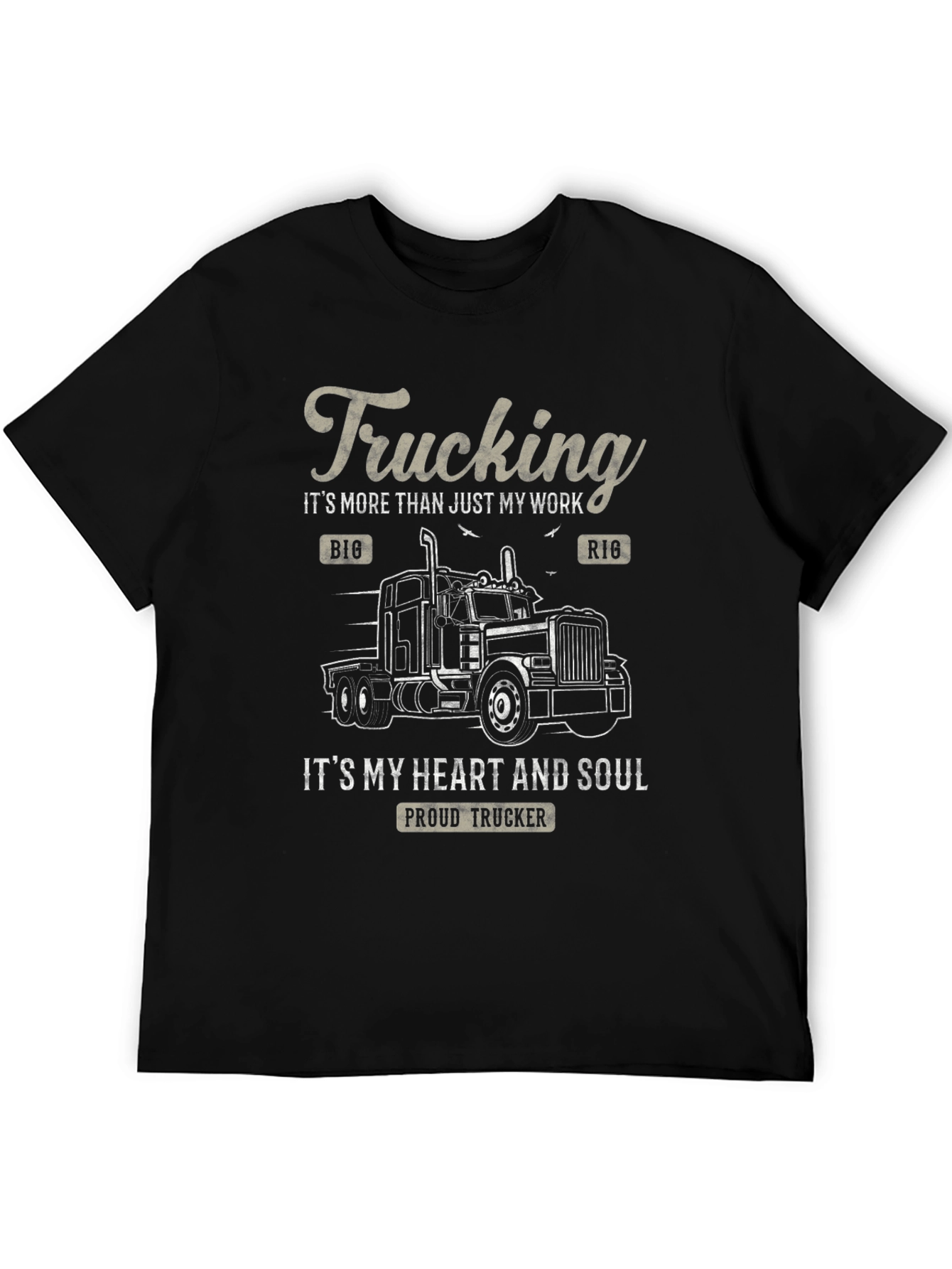 Black Trucking Heart and Soul T-Shirt view 5