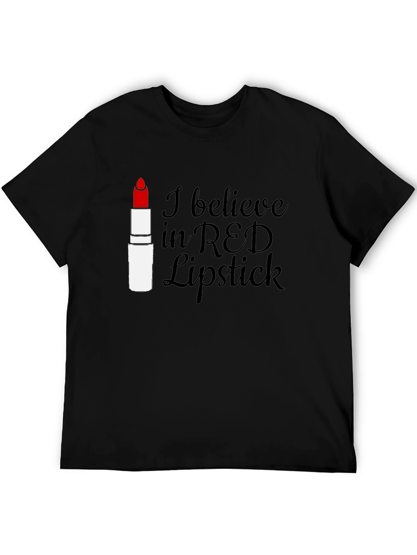 Black Red Lipstick Believer Tee - Stylish Graphic T-Shirt view 5