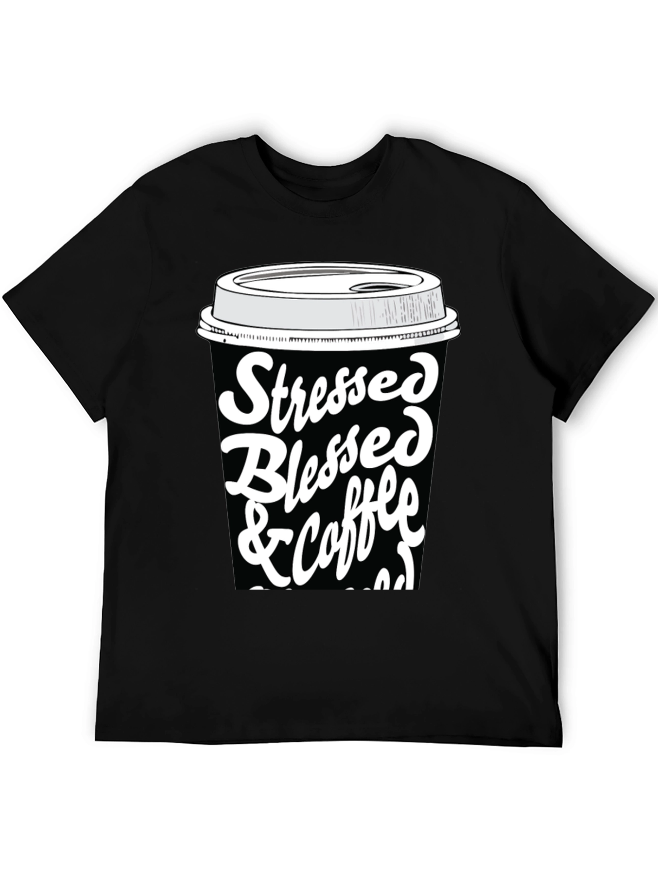 Black Stressed Blessed & Coffee Obsessed T-Shirt view 5