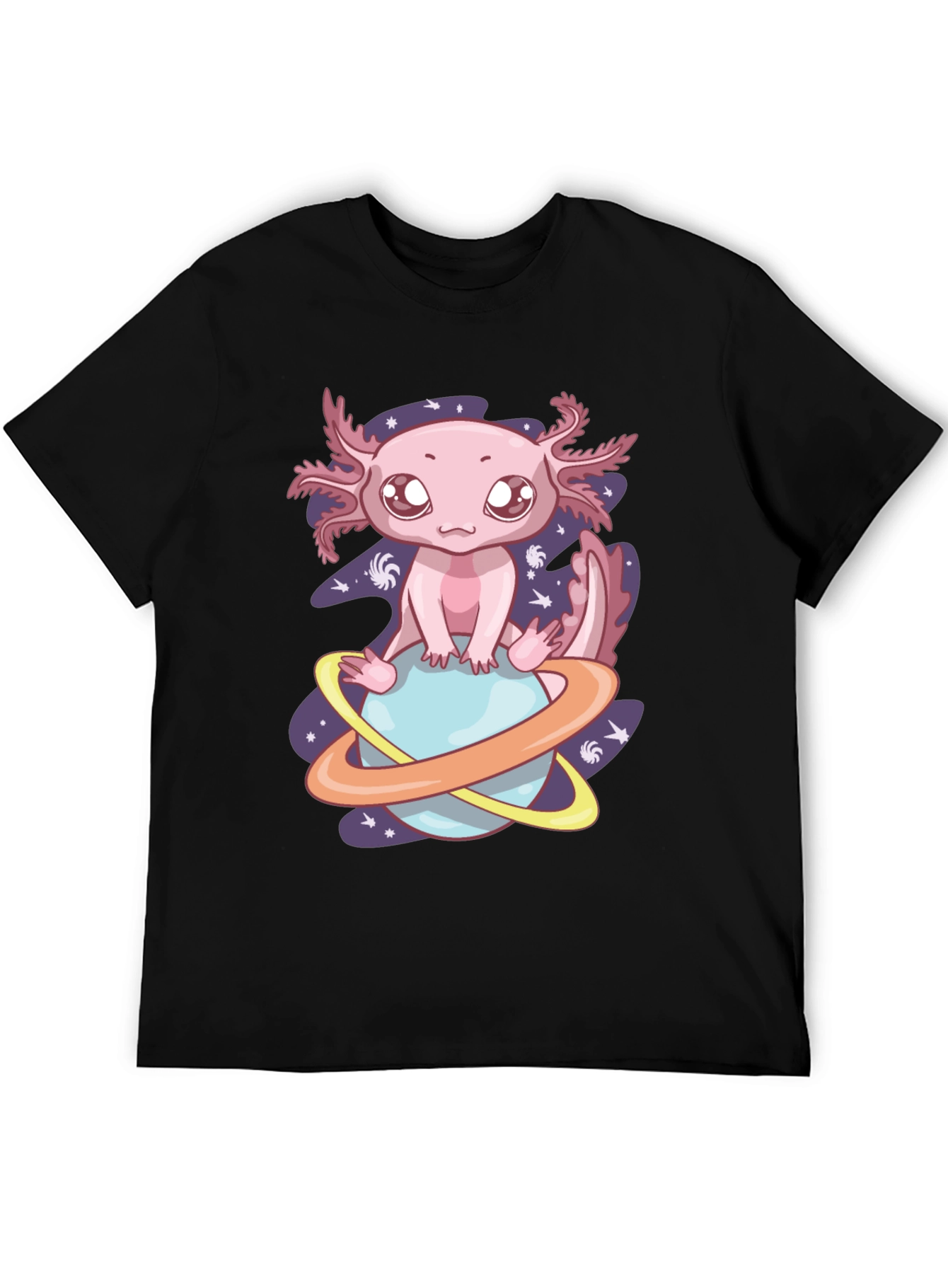 Black Axolotl Planet Graphic Tee - Cute & Unique Design view 5