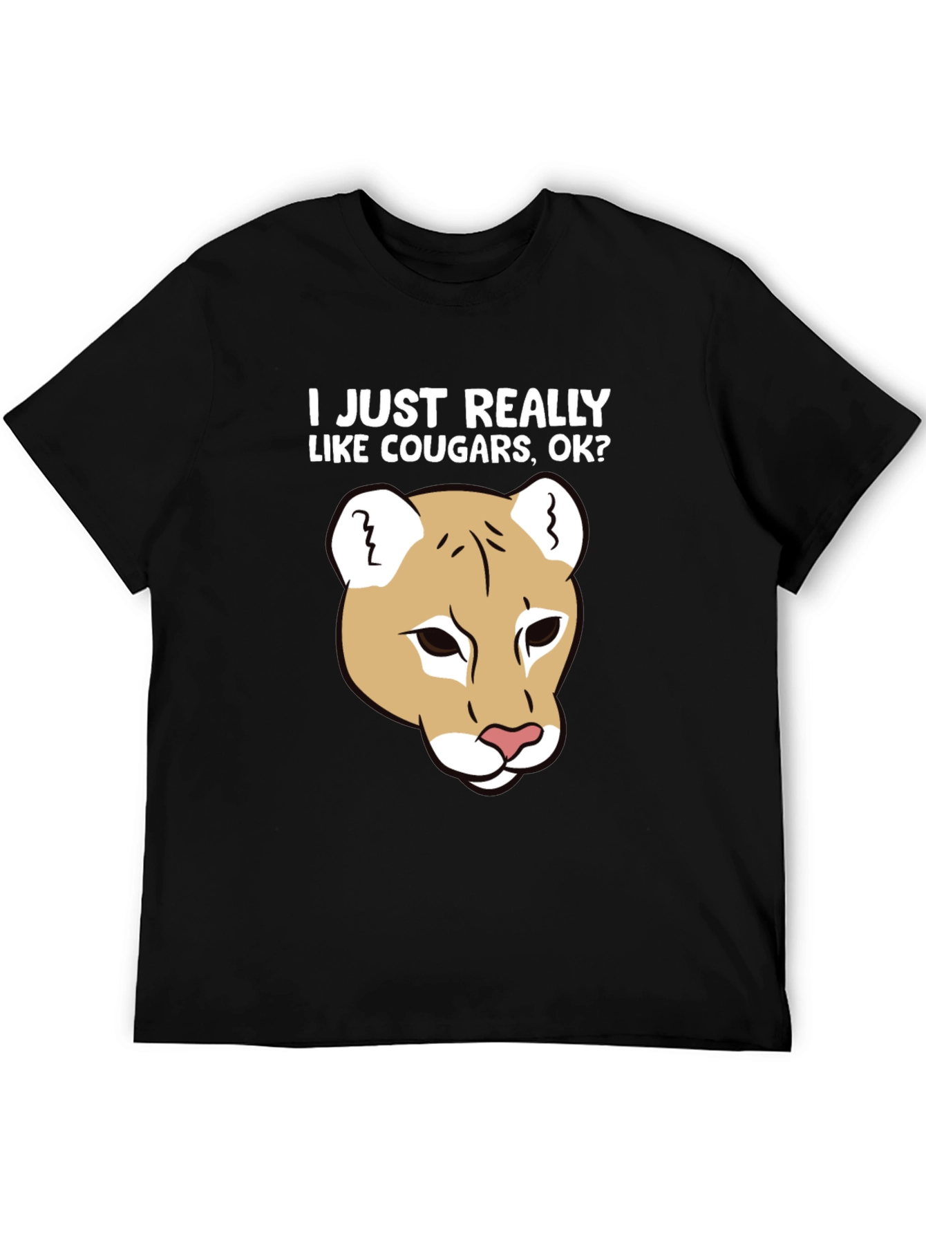 Black Cougar Lover Graphic T-Shirt, Fun Novelty Tee view 5