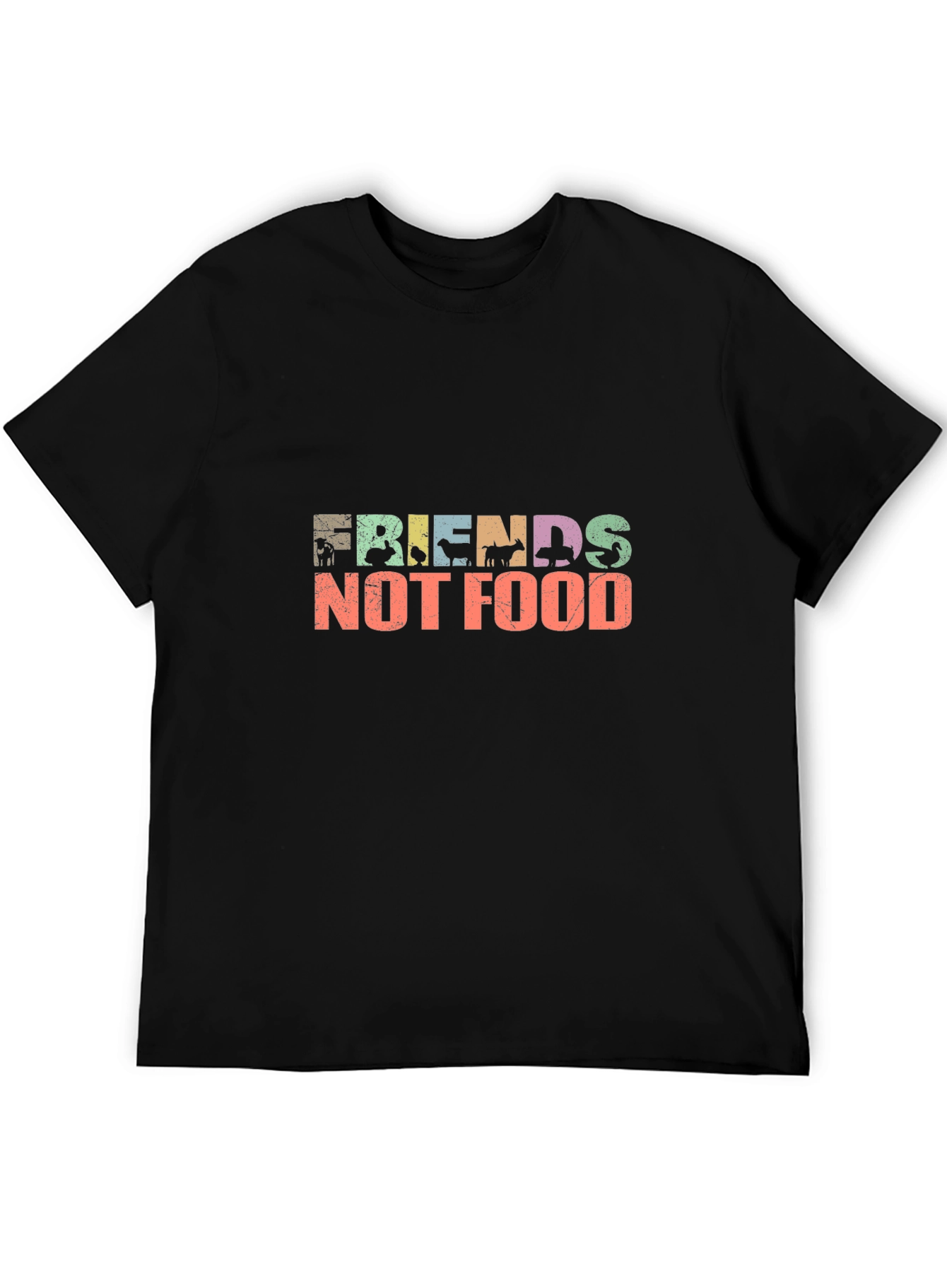 Black Friends Not Food T-Shirt Vegan Animal Lover view 5