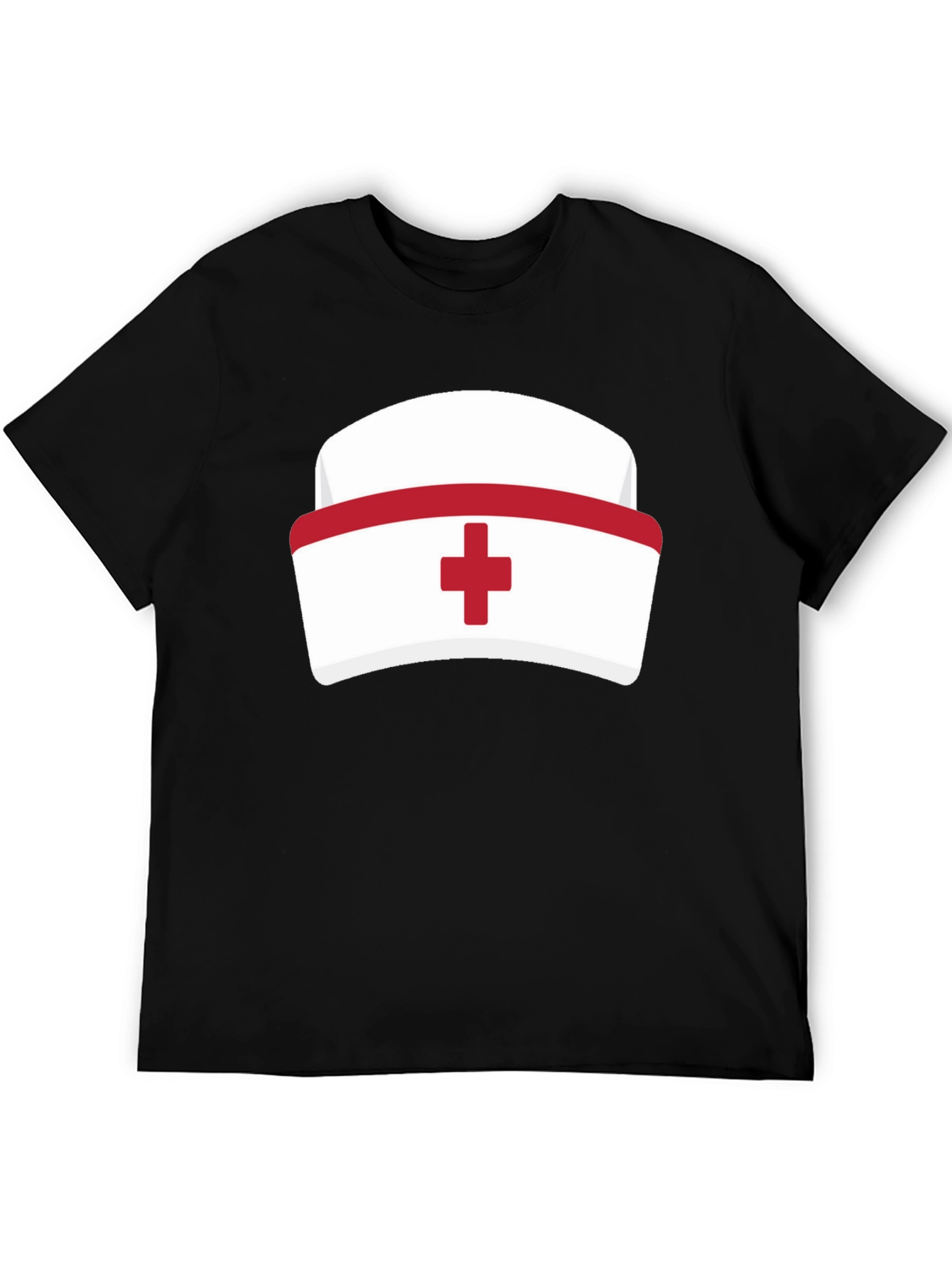 Black Nurse Hat Graphic T-Shirt - Black Cotton Tee view 5