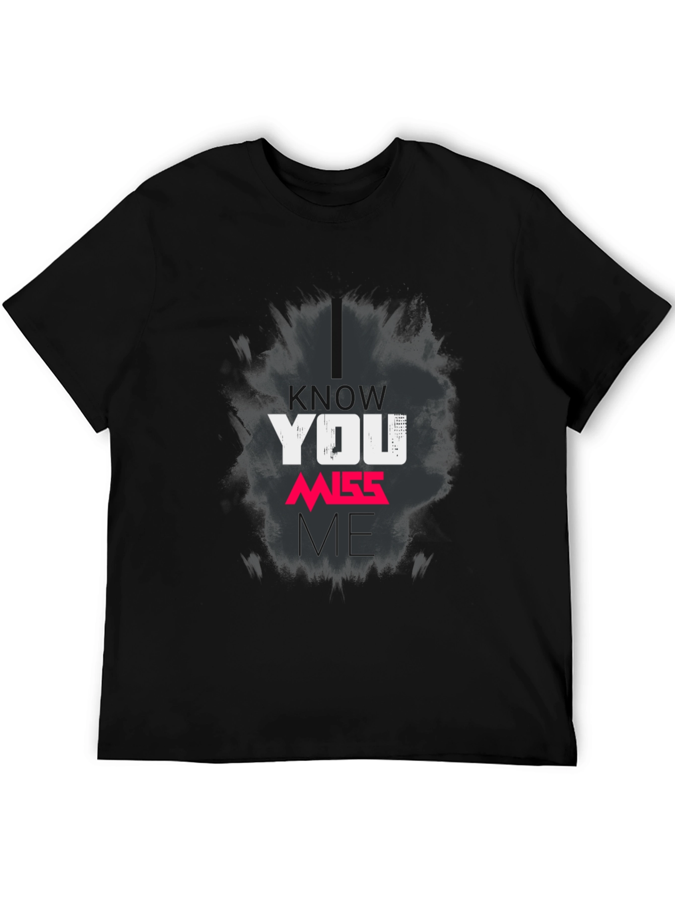 Black I Know You Miss Me Graphic Print Black T-Shirt view 5