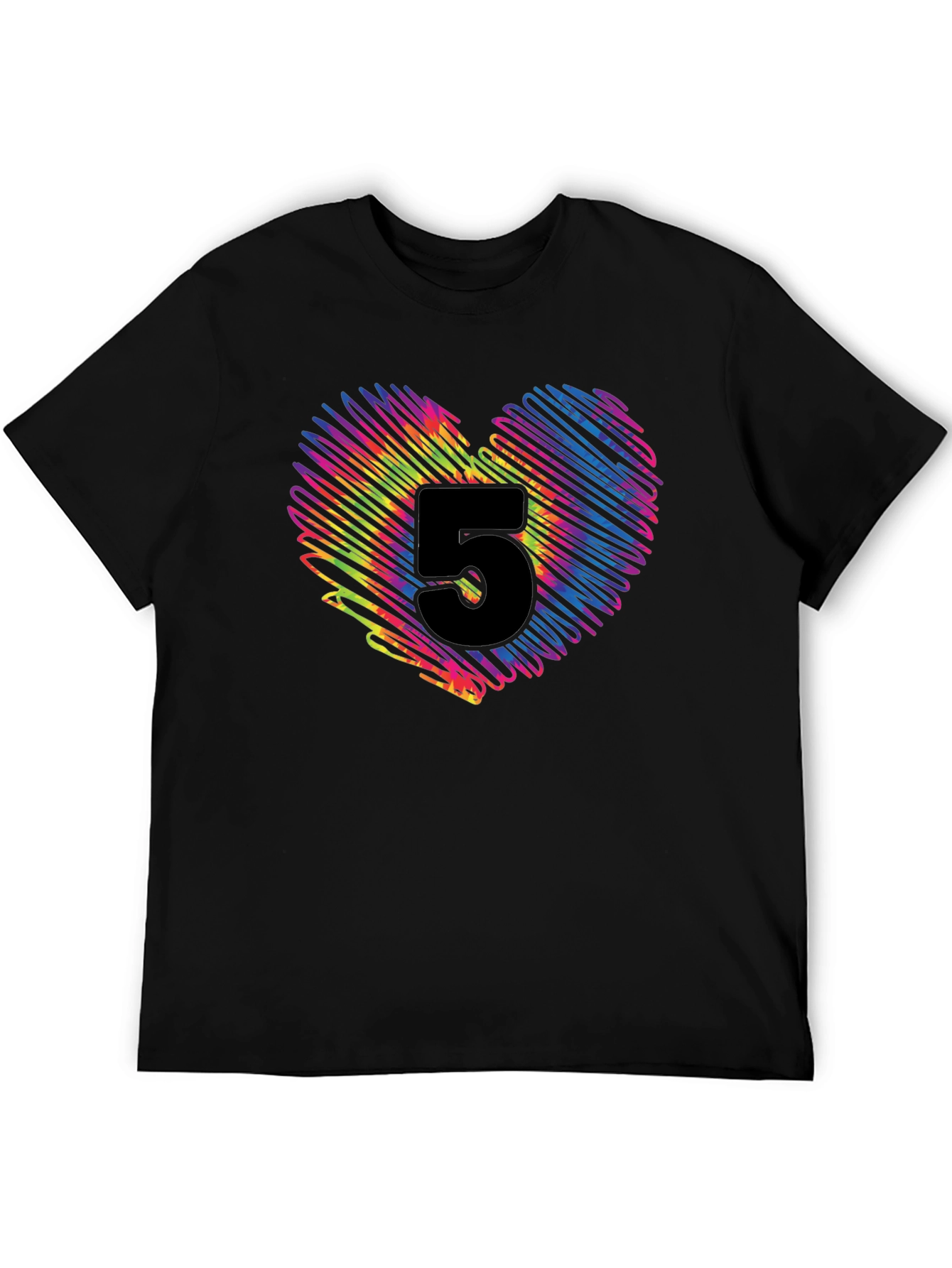 Black Number Five Heart Graphic T-Shirt view 5