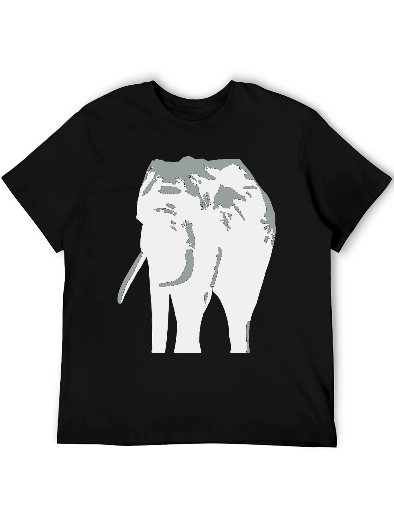 Black Elephant Graphic Tee - Black Cotton Casual T-Shirt view 5