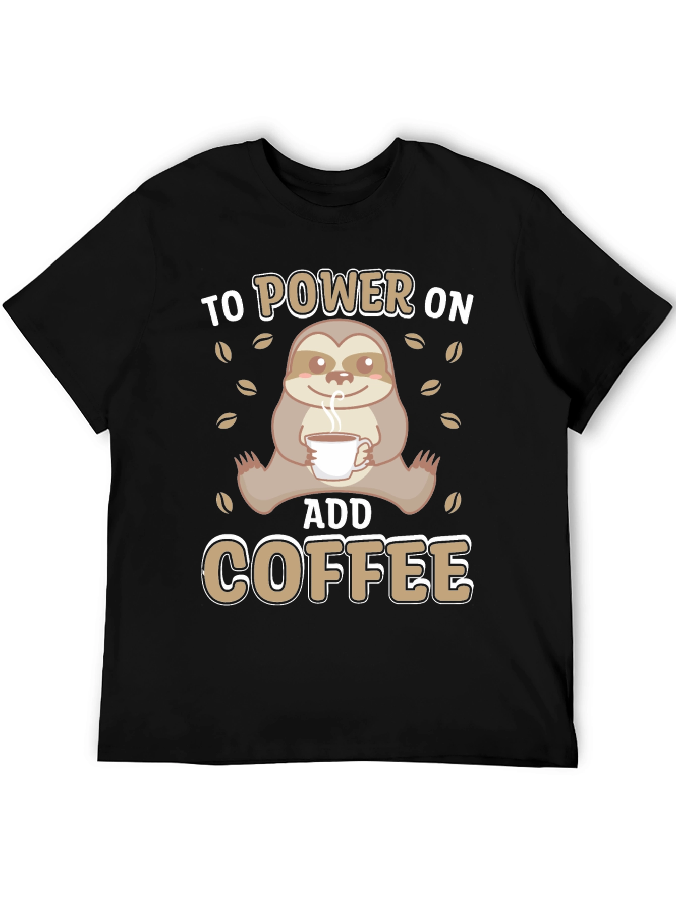 Black Sloth Coffee T-Shirt - Power On, Add Coffee! view 5
