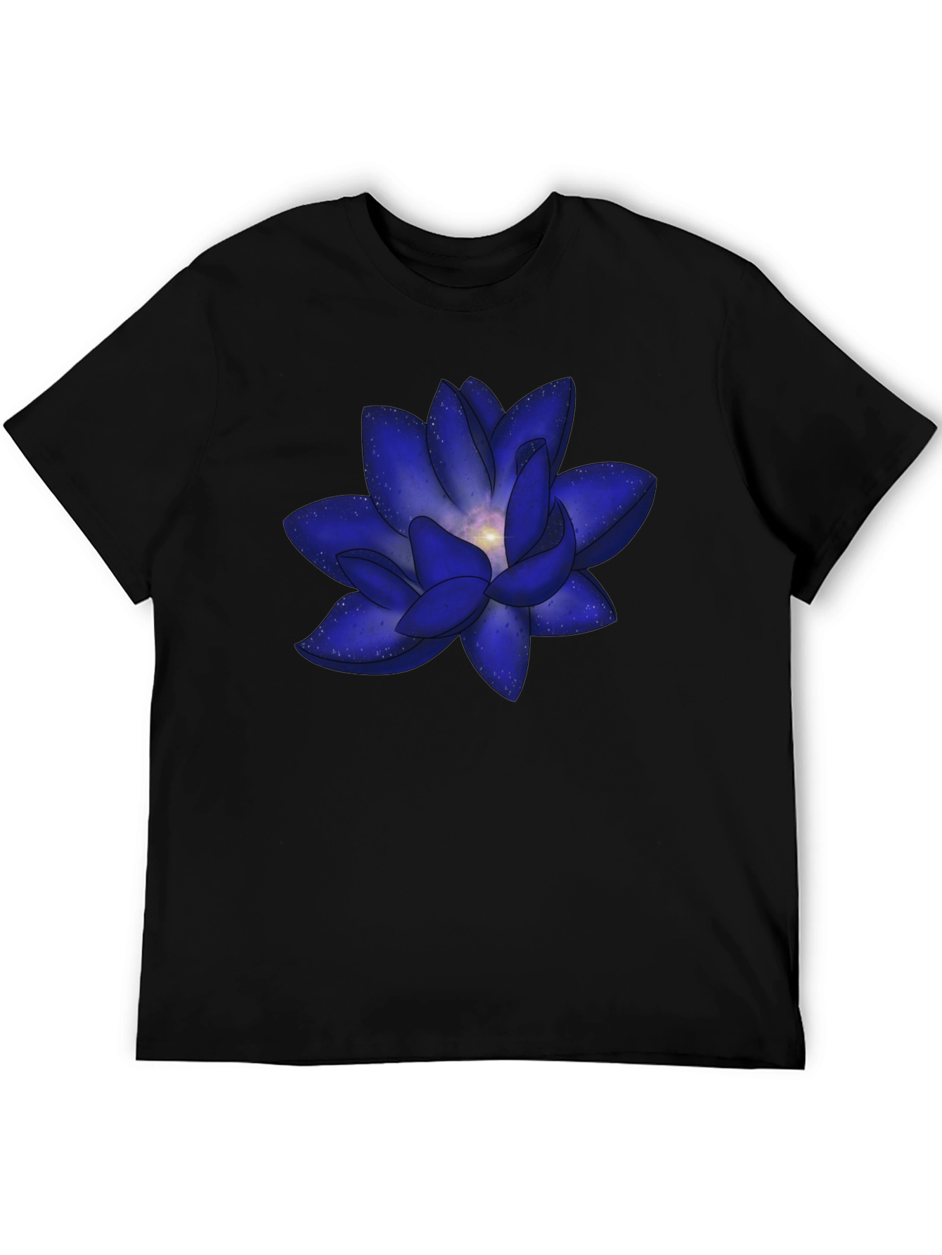 Black Blue Space Lotus Graphic T-Shirt - Modern Design view 5