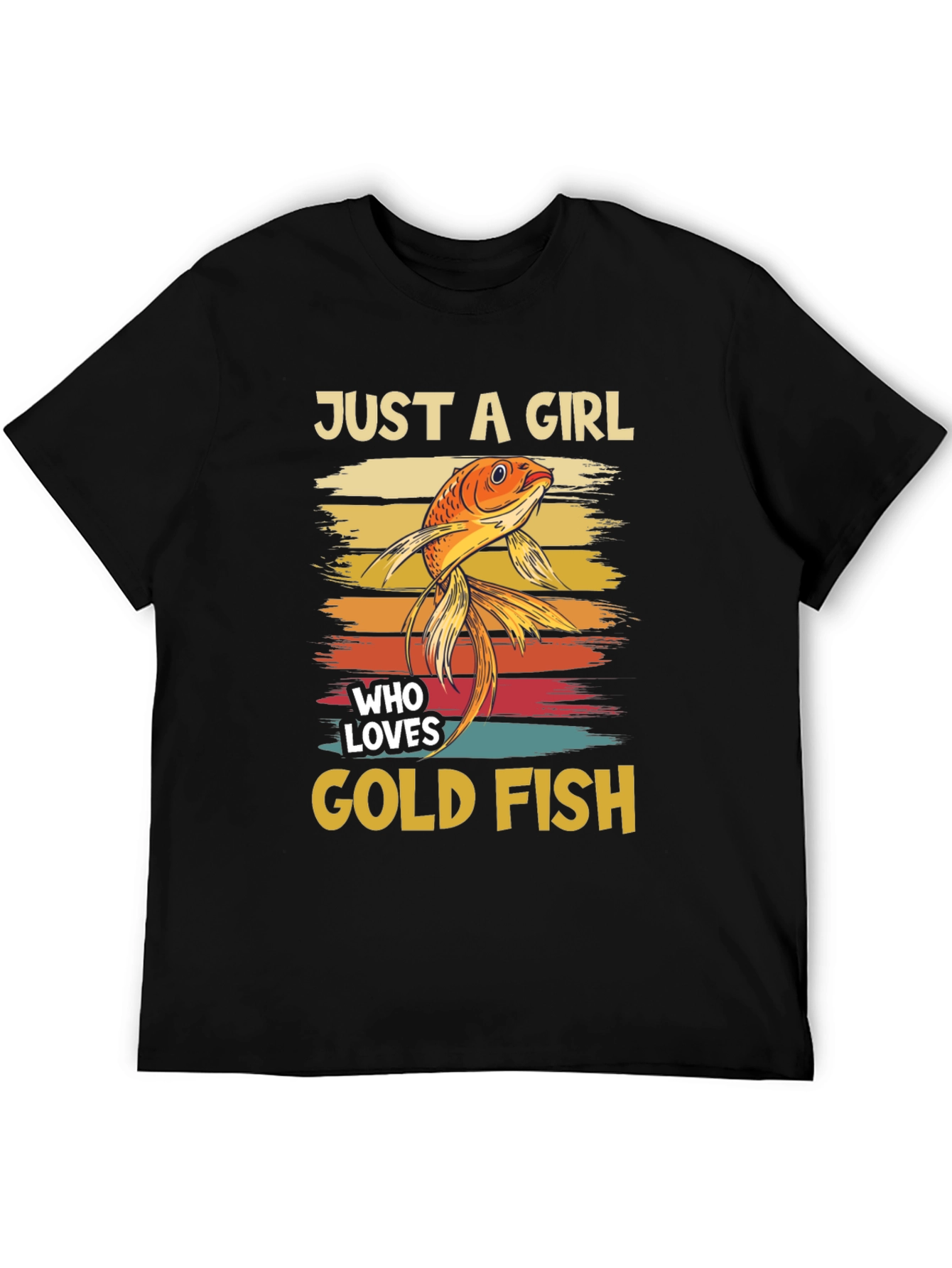 Black Just A Girl Who Loves Goldfish T-Shirt view 5