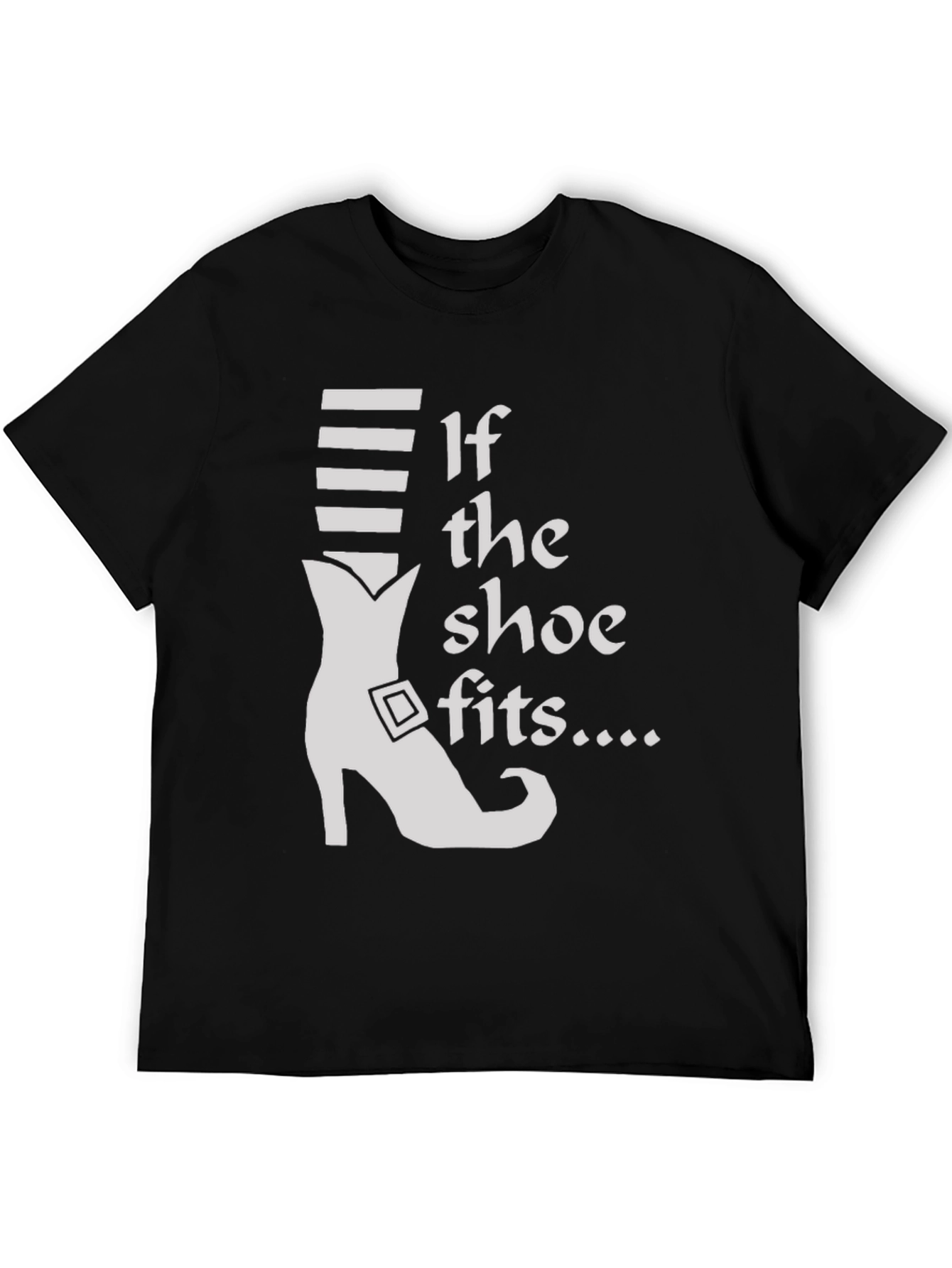 Black If the Shoe Fits T-Shirt - Novelty Witch Shoe Tee view 5