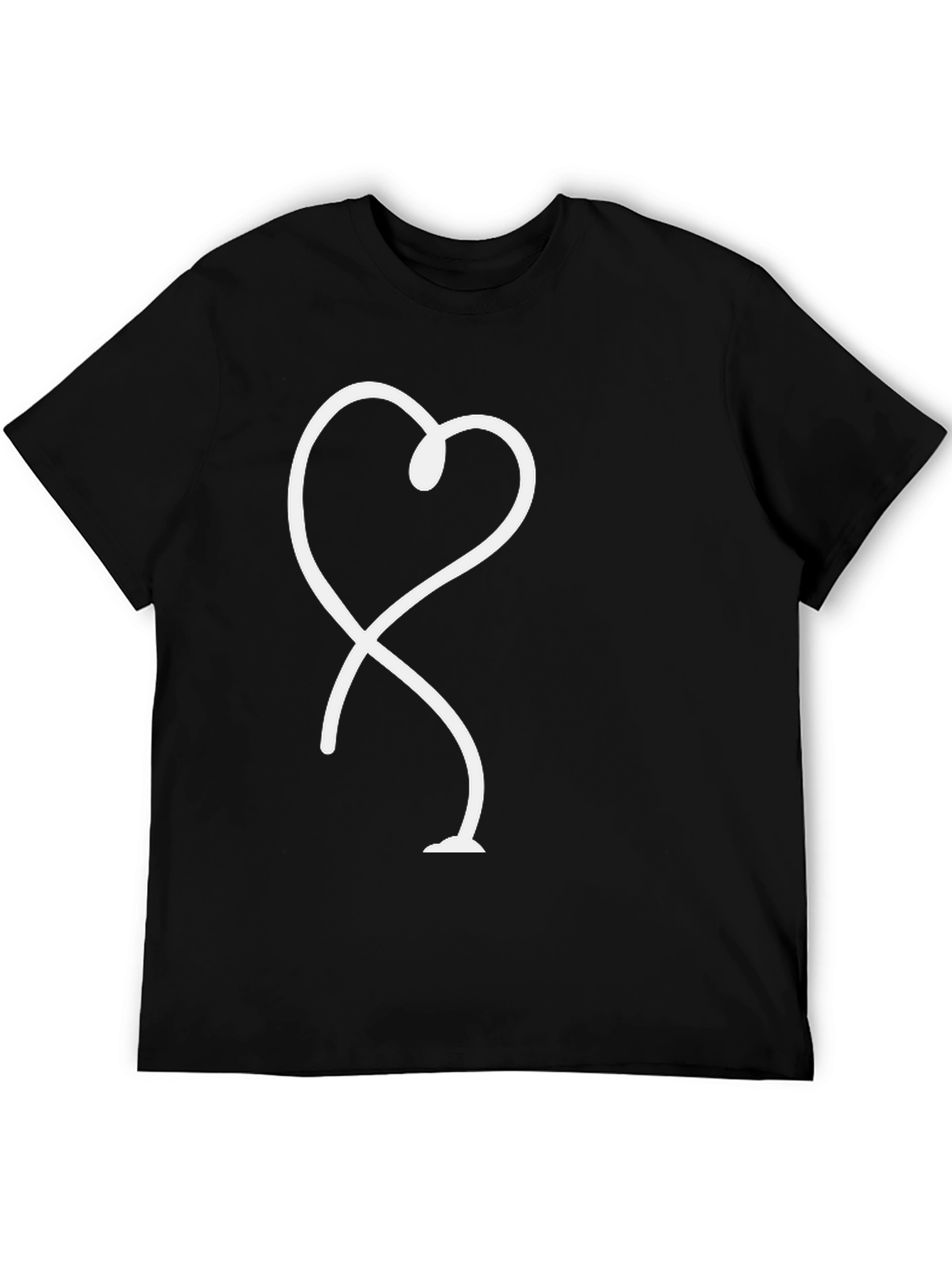 Black Heart Line Art Black T-Shirt view 5