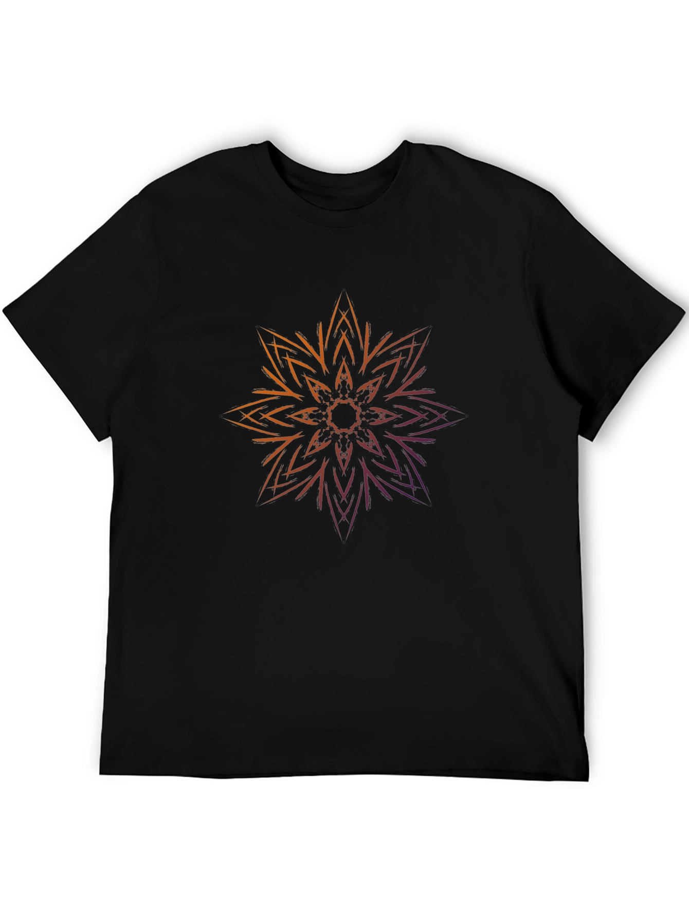 Black Geometric Flower Graphic Print Black T-Shirt view 5