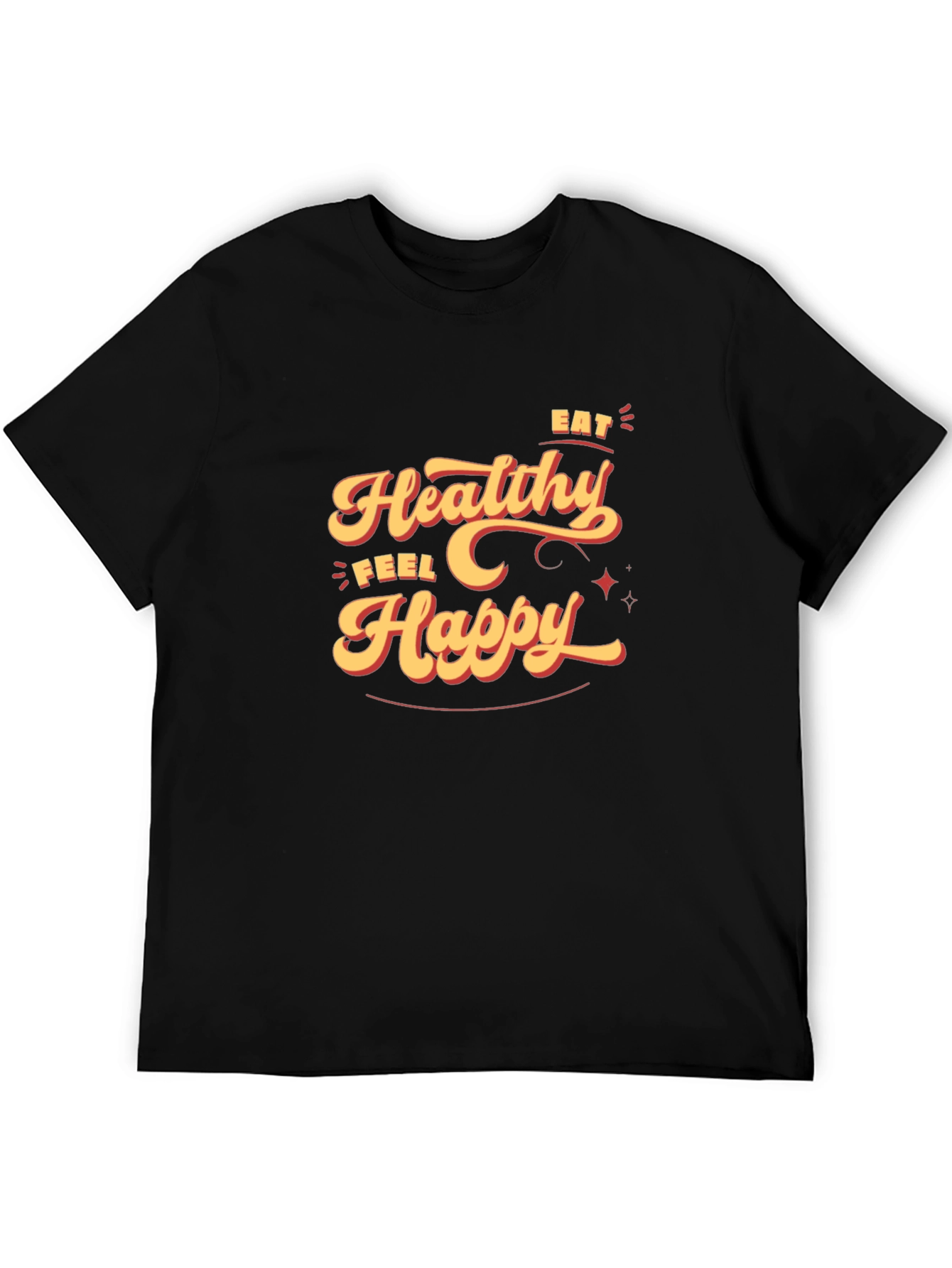 Black Eat Healthy Feel Happy Graphic Tee view 5