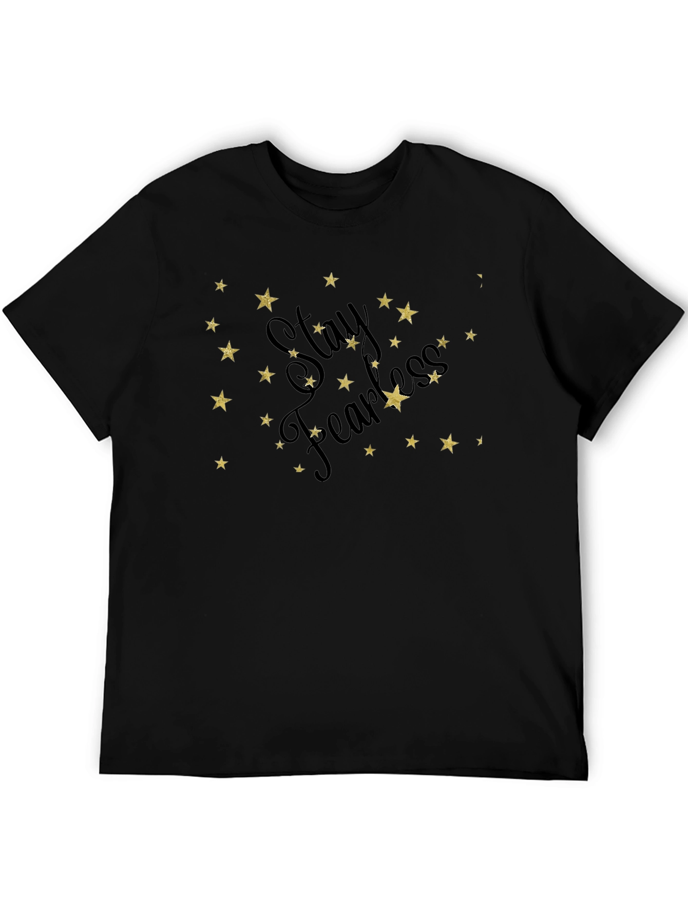 Black Stay Fearless Graphic Tee - Black Cotton Star Design view 5