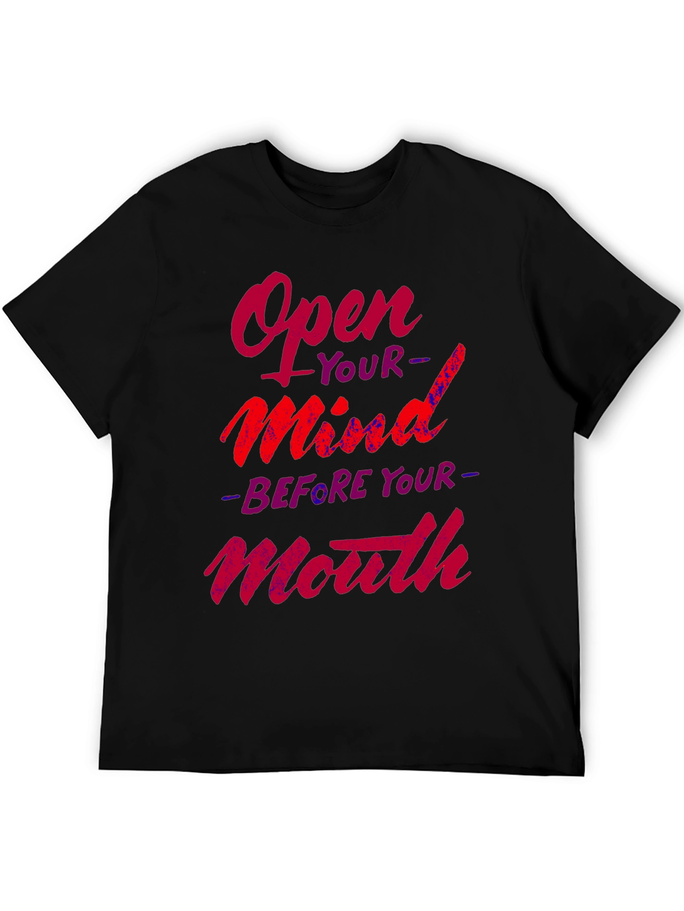 Black Open Mind Graphic Tee - Inspiring Slogan T-Shirt view 5