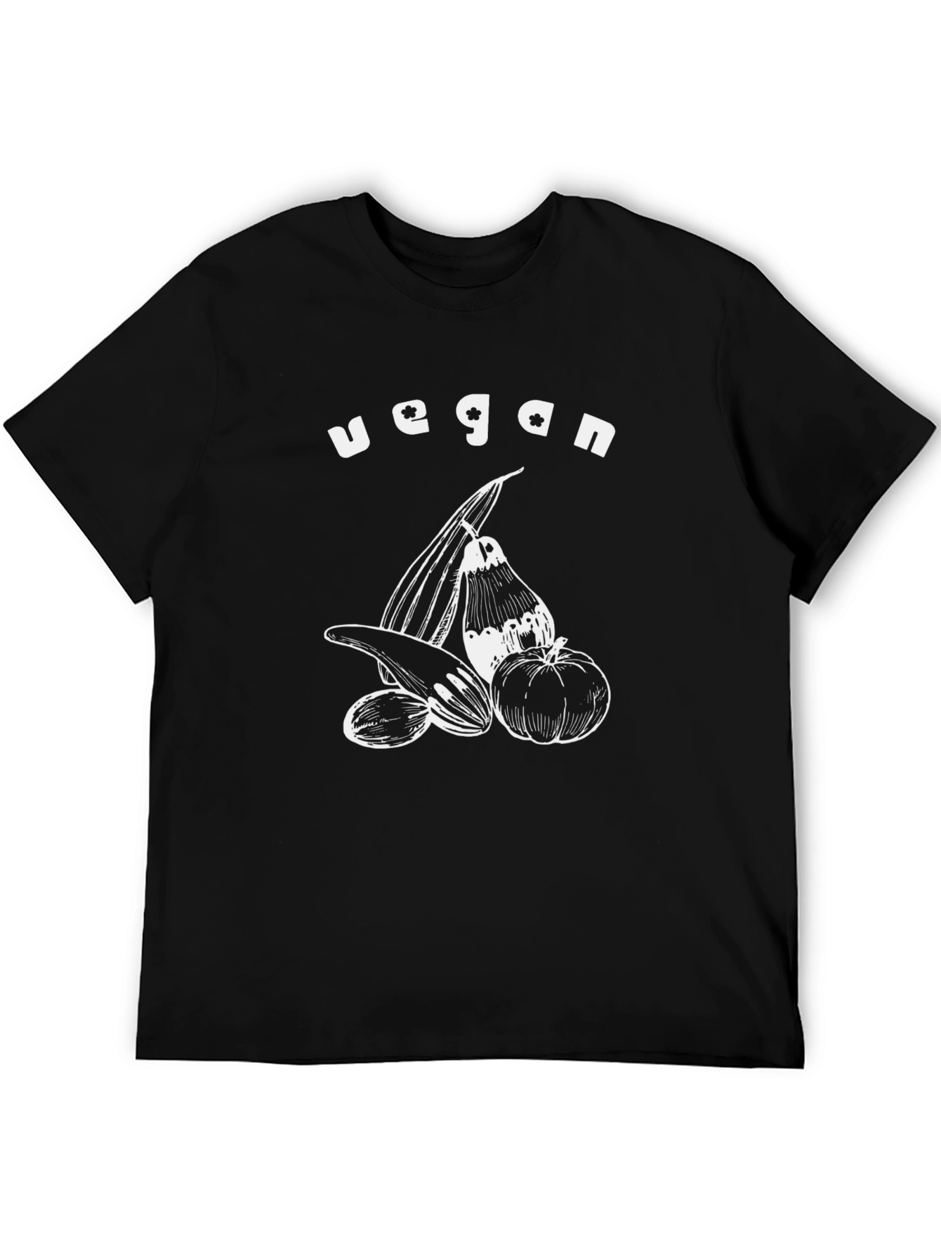 Black Vegan T-Shirt with Vegetable Graphic Print view 5