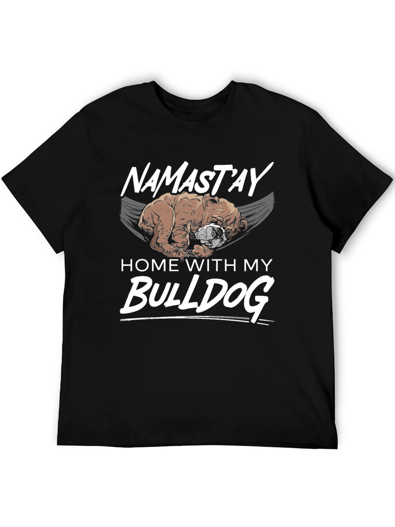 Black Namast'ay Home With My Bulldog Black T-Shirt view 5