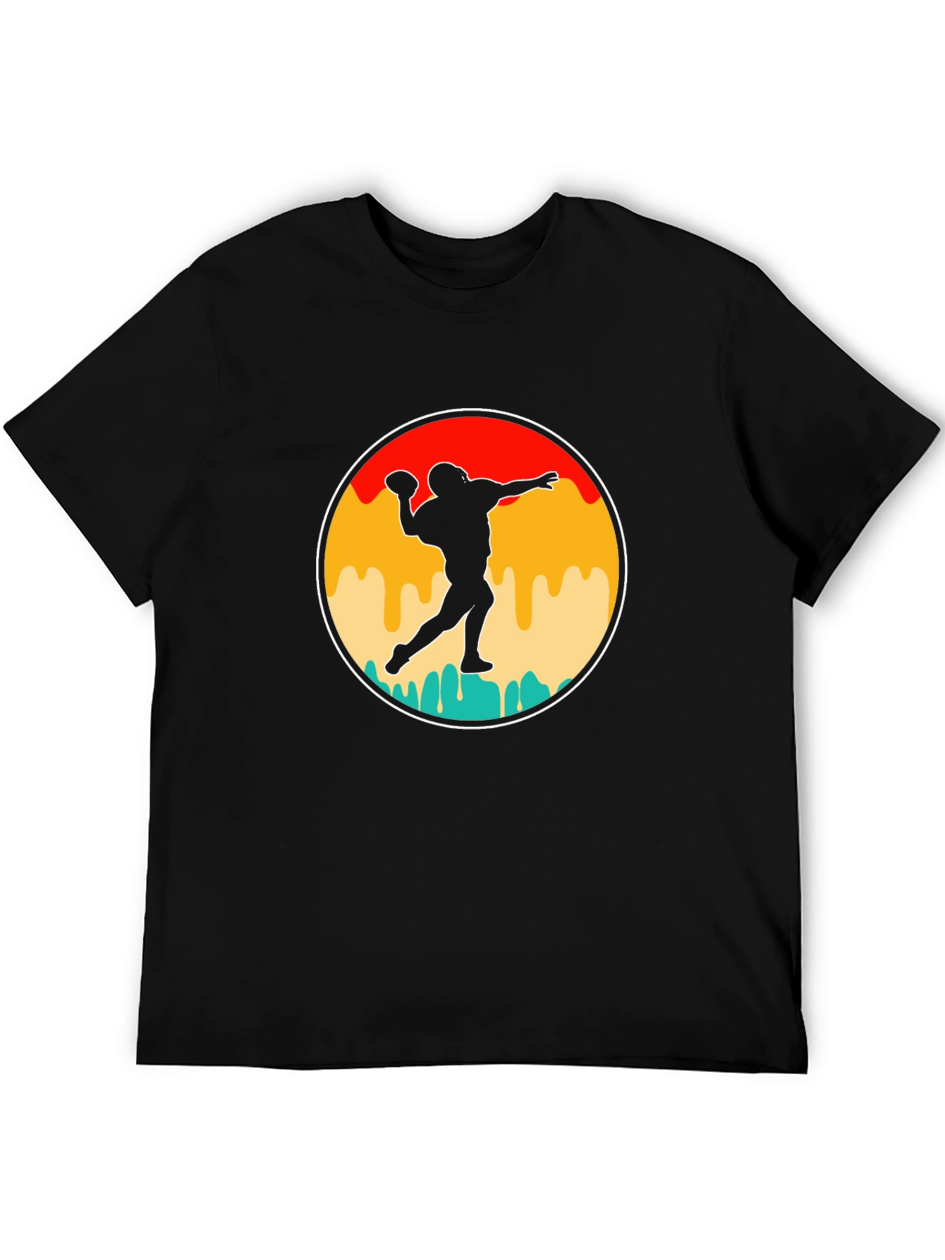 Black Retro Football Throwback T-Shirt view 5
