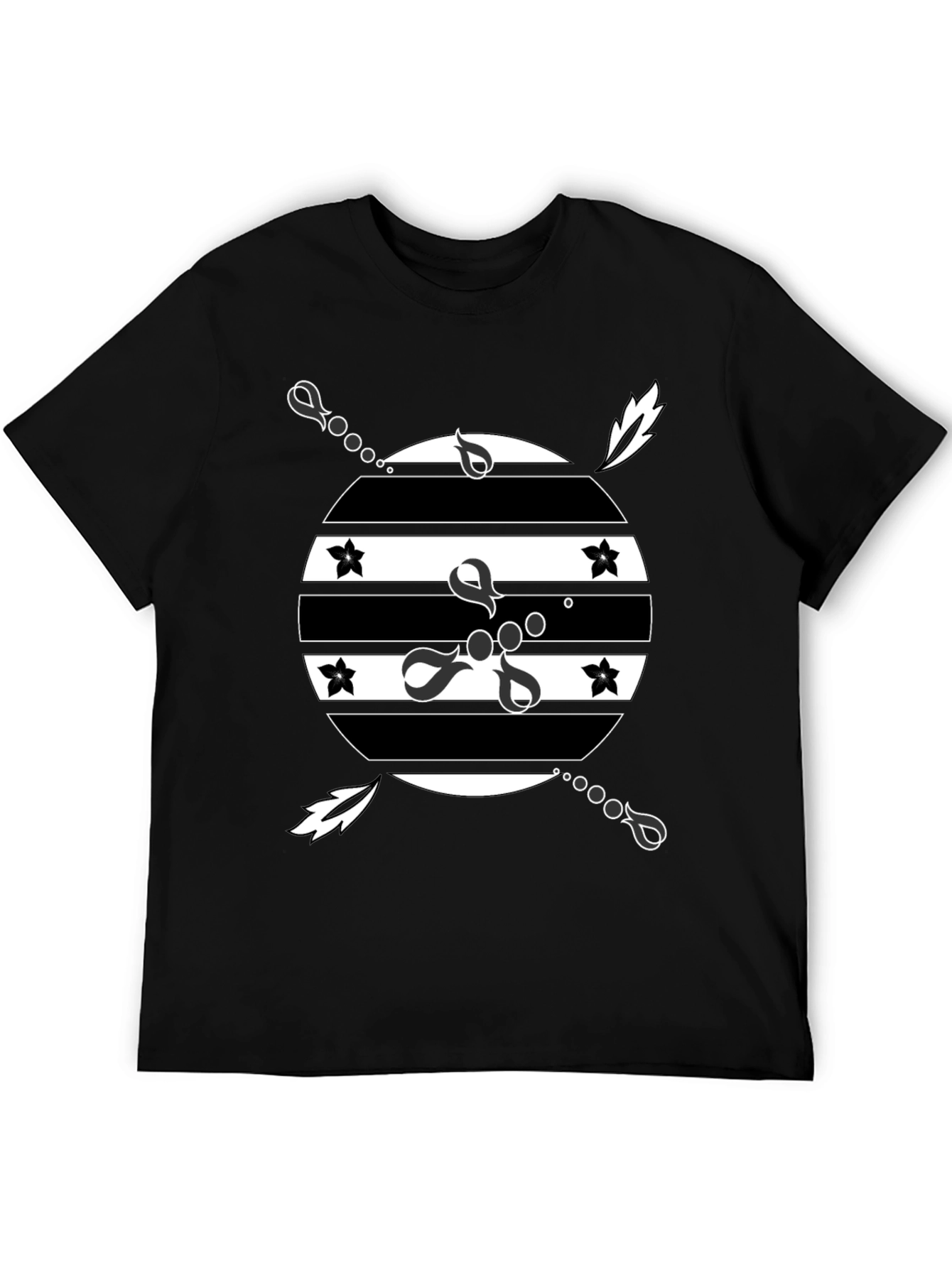 Black Men's Black Graphic T-Shirt - Retro Design view 5