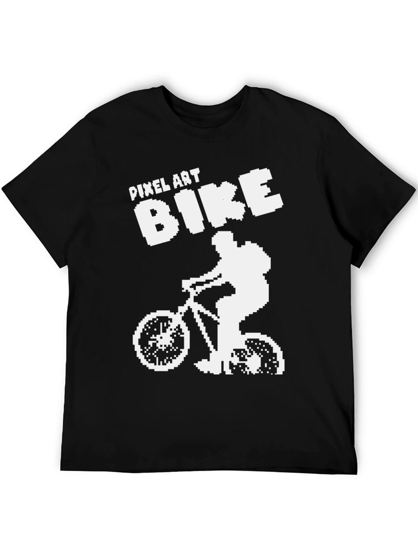 Black Pixel Art Bike T-Shirt - Cyclist Tee view 5