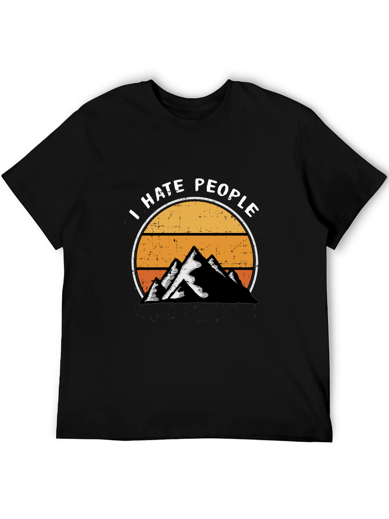 Black I Hate People Mountain Sunset Graphic Tee view 5