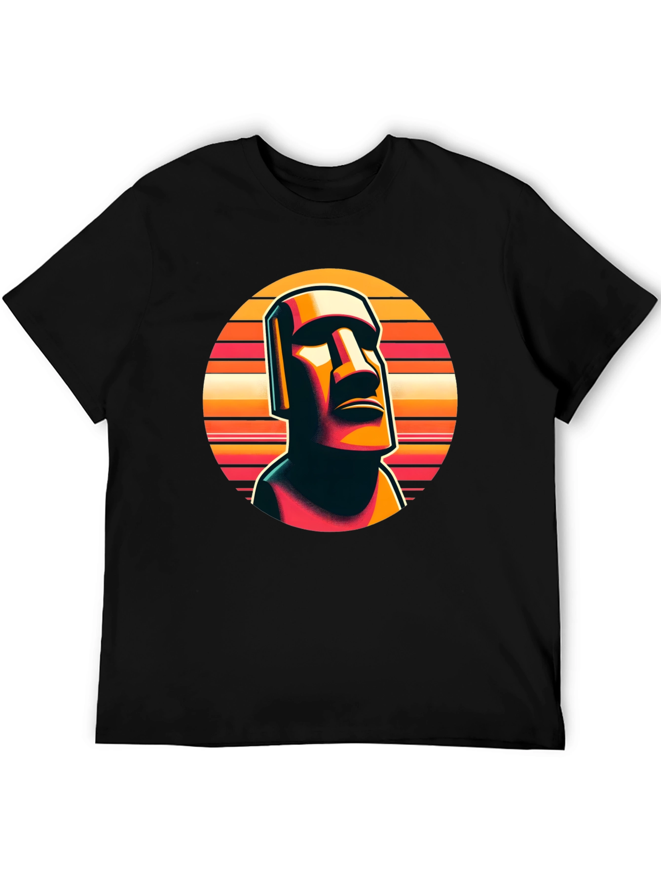 Black Moai Statue Graphic Tee - Retro Style view 5