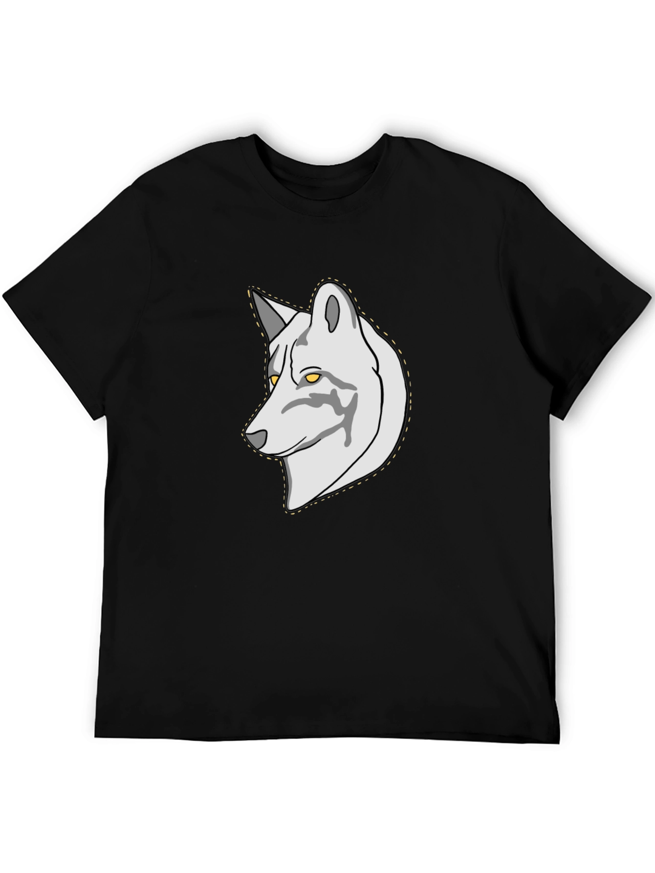 Black Wolf Graphic Print Men's Black T-Shirt view 5