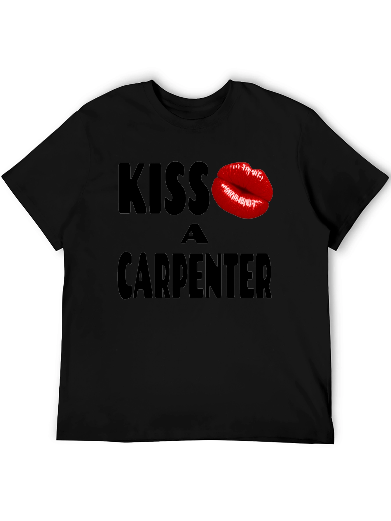 Black Kiss a Carpenter Graphic T-Shirt - Novelty Crew Neck Tee view 5