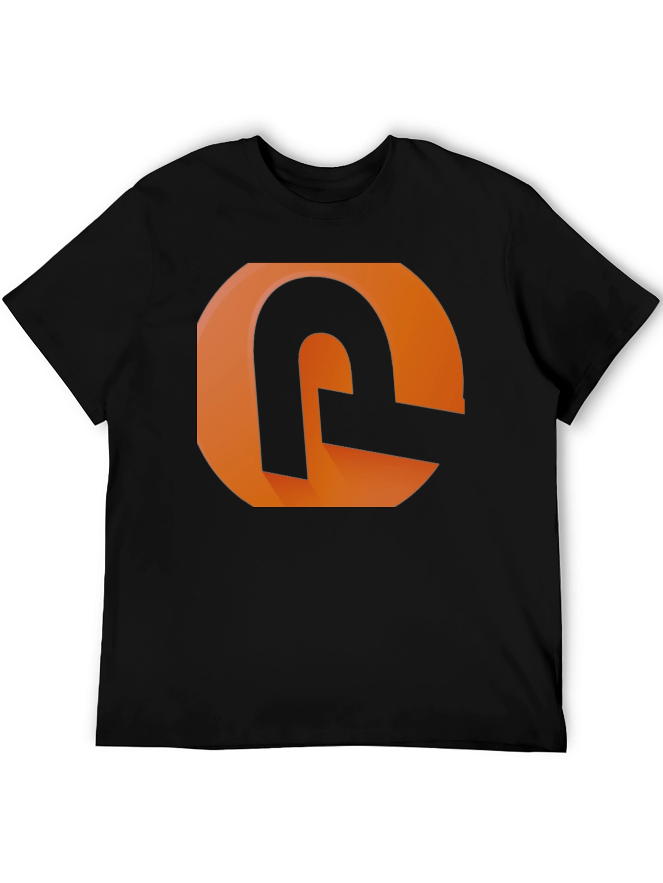 Black Modern Graphic Tee - Orange and Black Design view 5