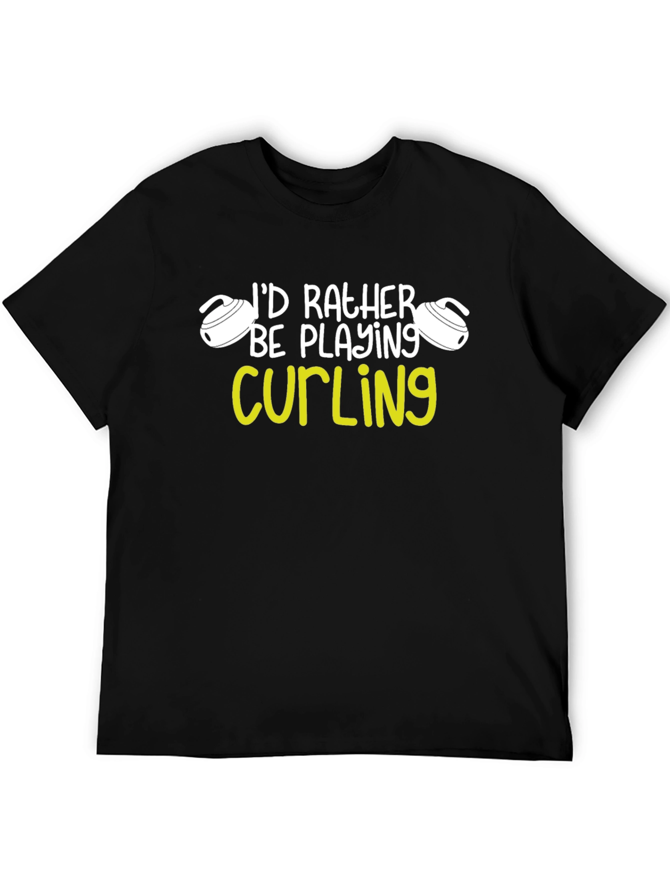 Black Curling Player Graphic Tee - I'd Rather Be Curling view 5