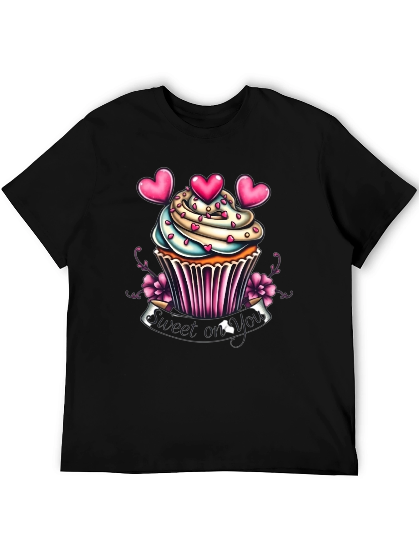 Black Sweet On You Cupcake Graphic T-Shirt view 5