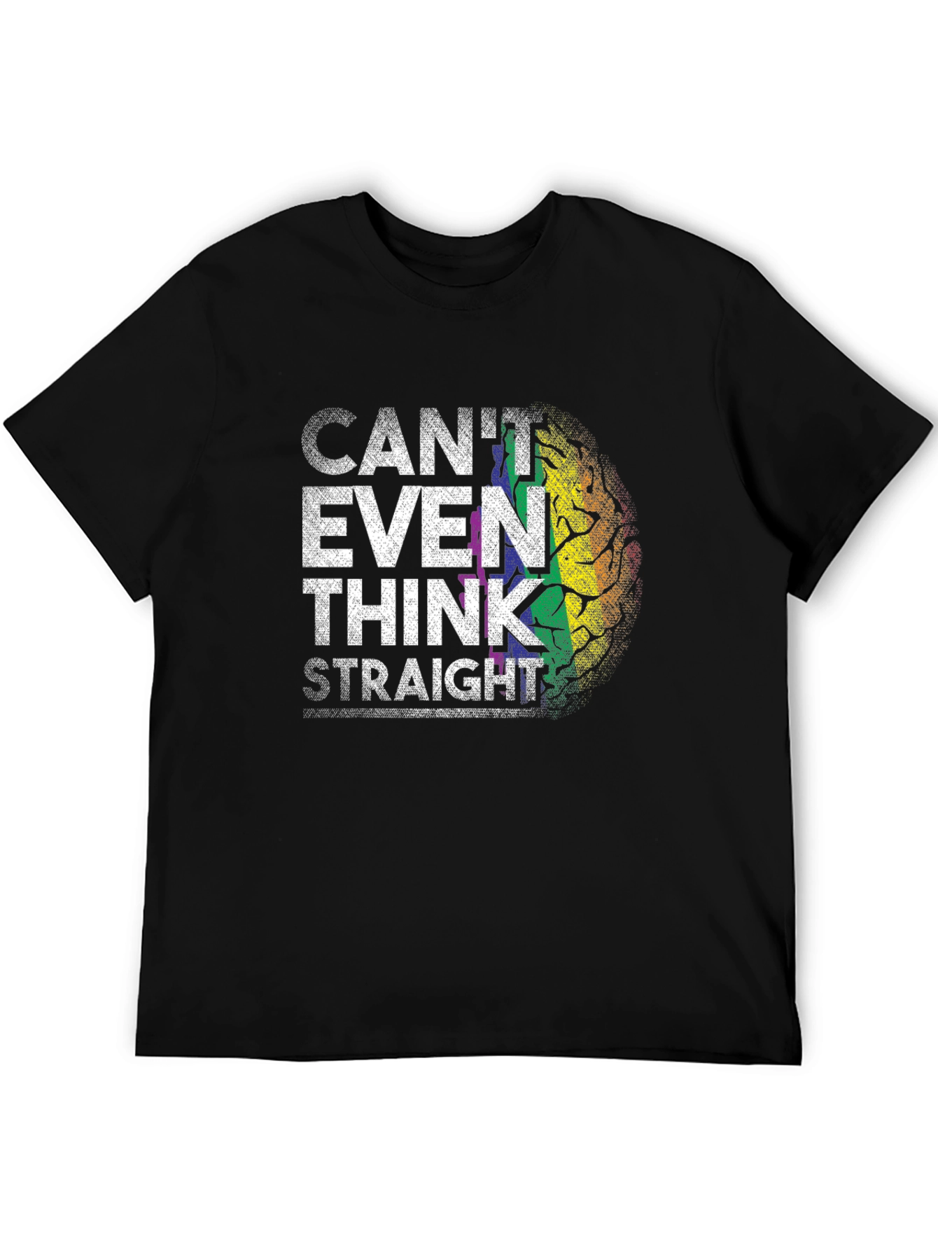 Black Can't Even Think Straight Rainbow Brain T-Shirt view 5