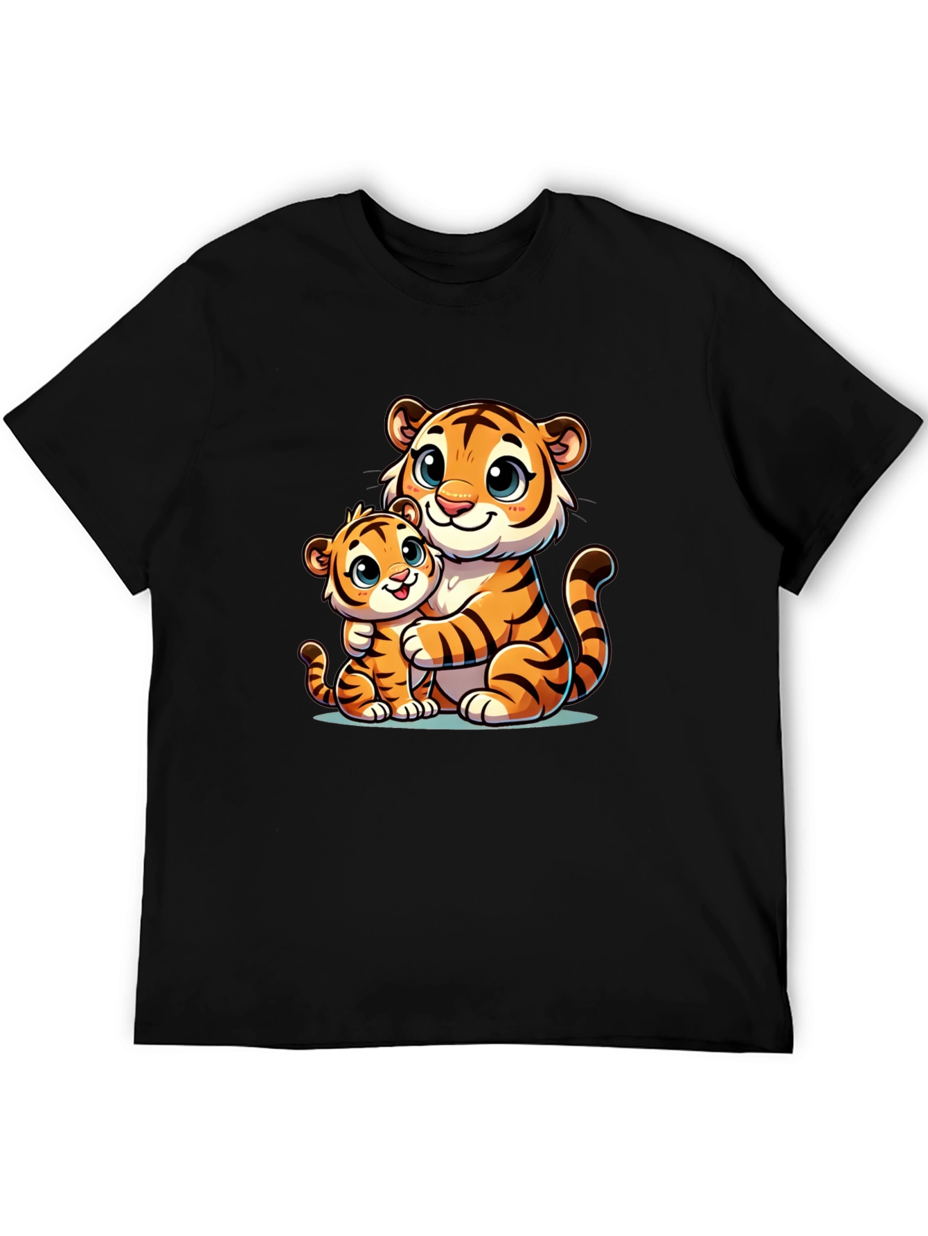Black Cute Tiger Family Black T-Shirt view 5