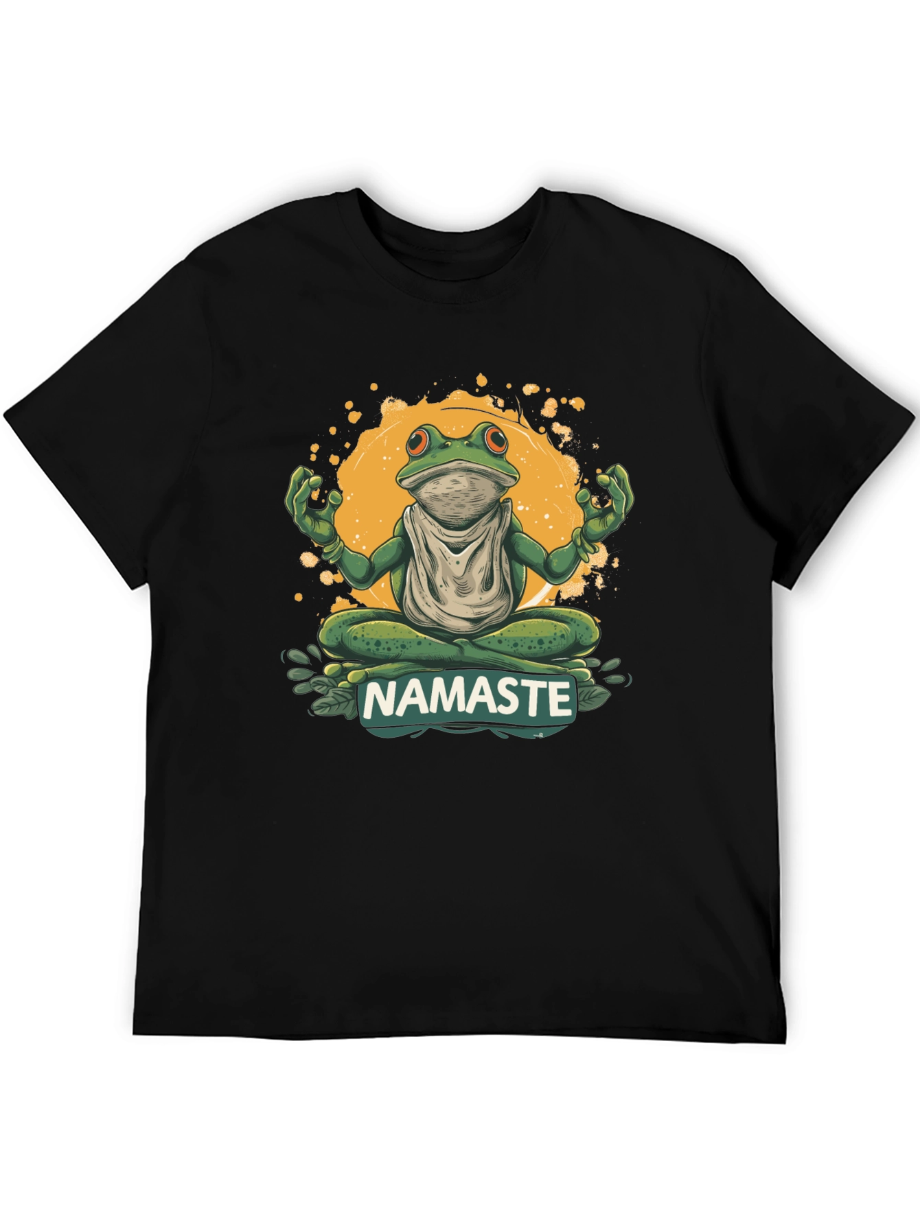 Black Namaste Frog Graphic Tee - Zen Meditation Humor view 5