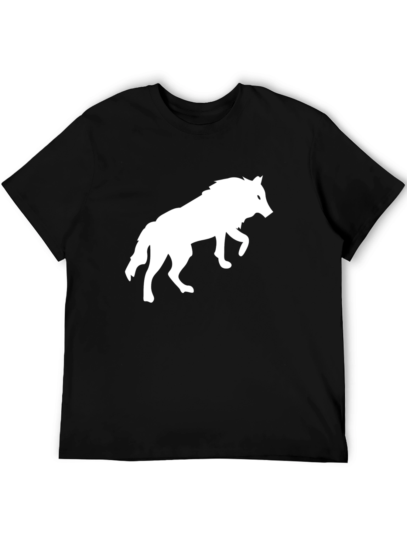Black Black T-Shirt with White Wolf Graphic view 5