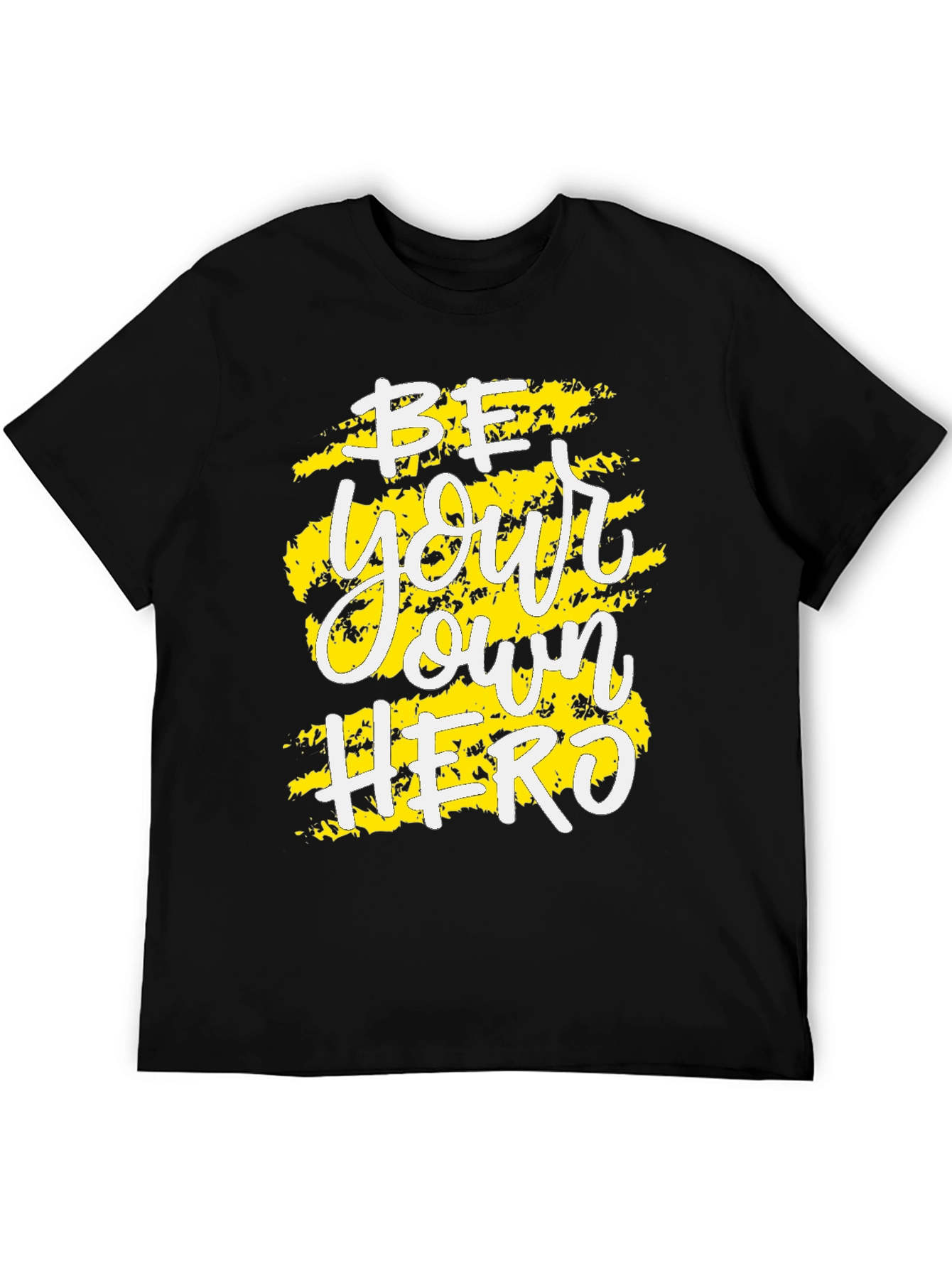 Black Be Your Own Hero Black Graphic Tee - Inspirational Men's T-Shirt view 5