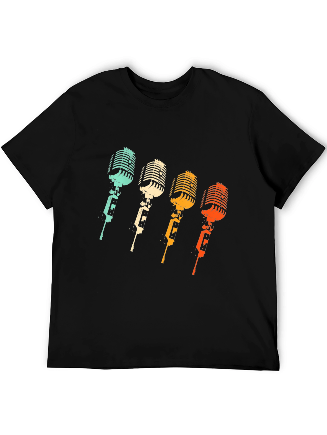 Black Retro Microphone T-Shirt - Vintage Music Lover Tee view 5