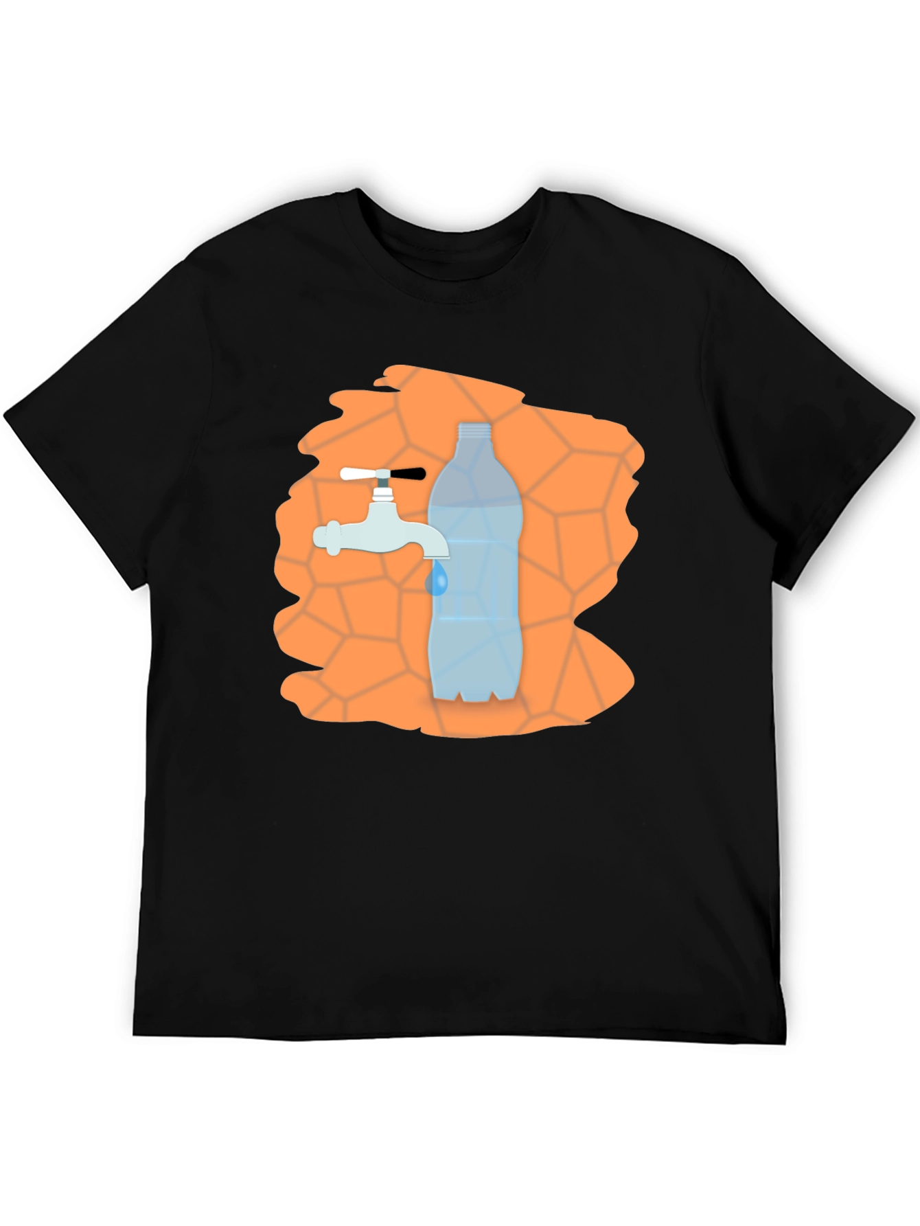 Black Water Tap & Bottle Graphic Tee - Unique Design view 5