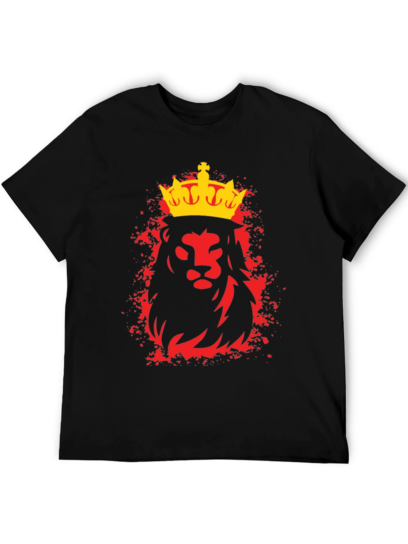 Black King Lion Graphic Tee - Black Crew Neck T-Shirt view 5