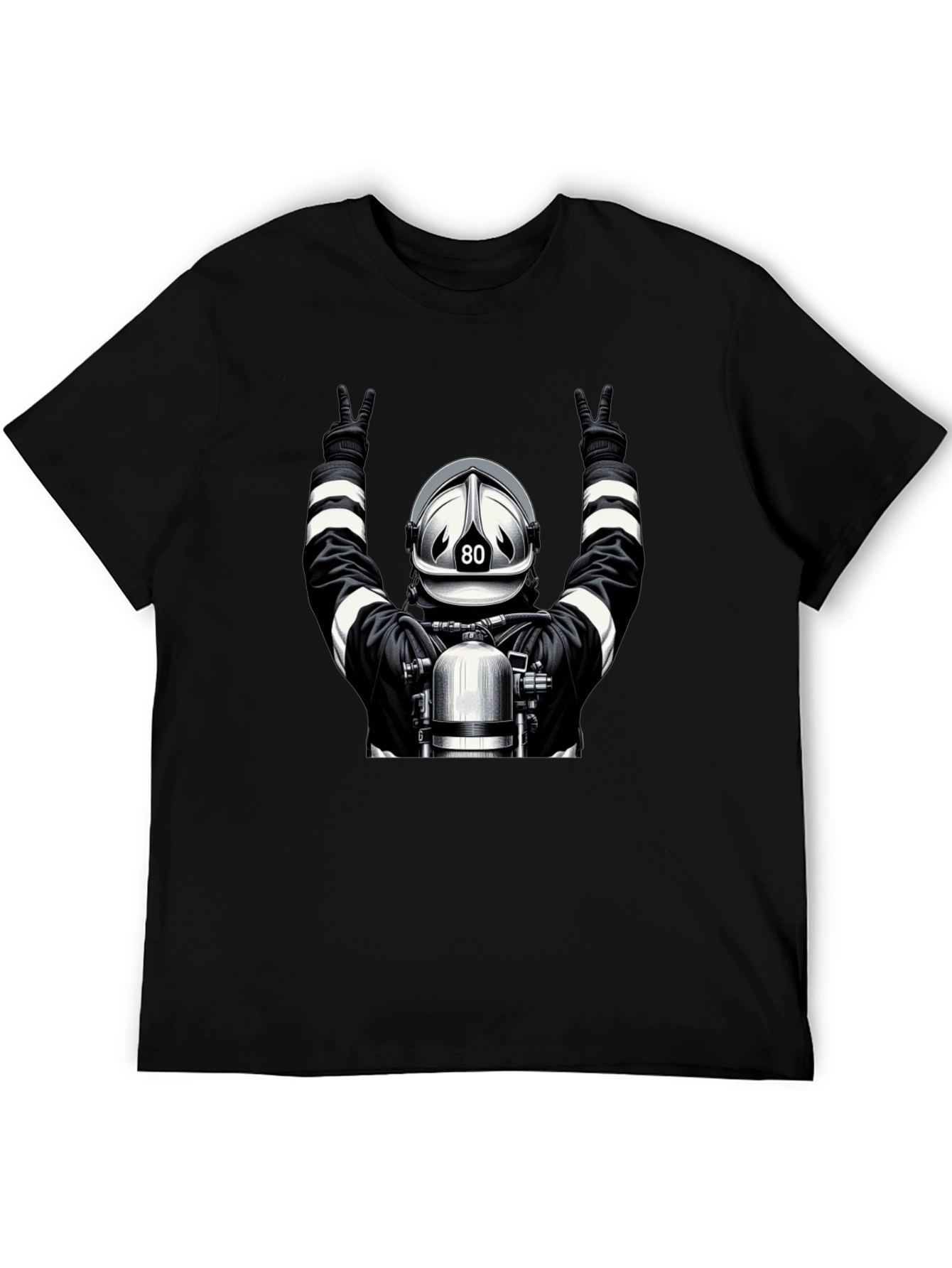 Black Firefighter "80" Graphic T-Shirt view 5