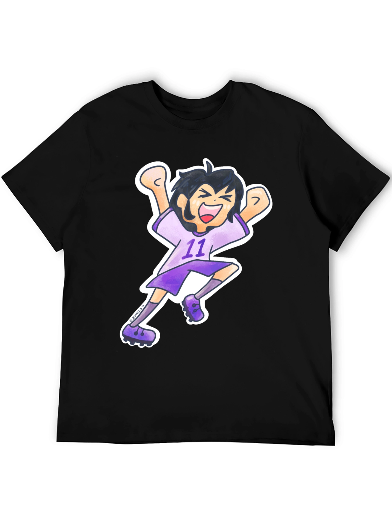 Black Cartoon Soccer Player Graphic Tee view 5
