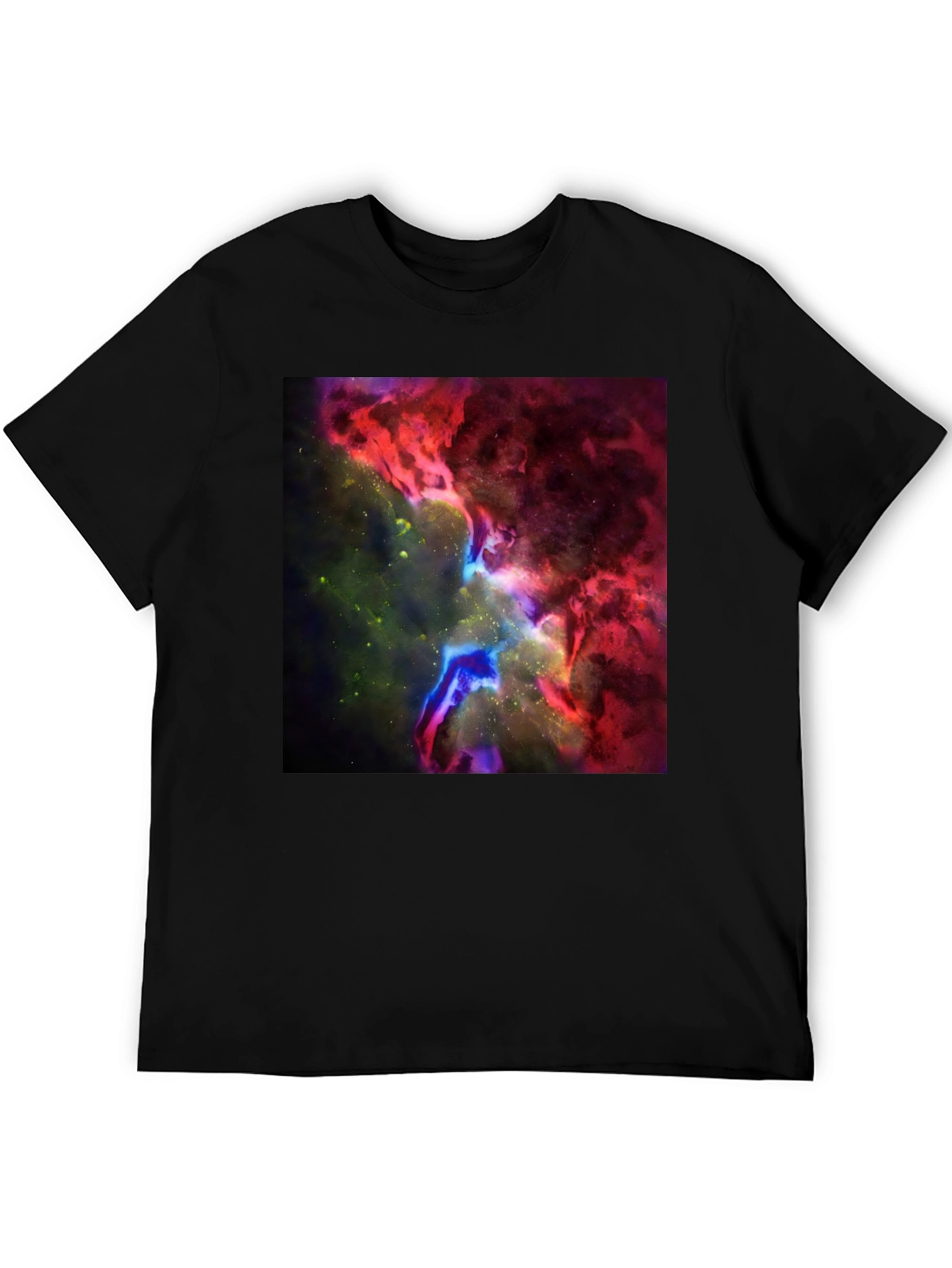 Black Nebula Print Black T-Shirt - Galaxy Design view 5
