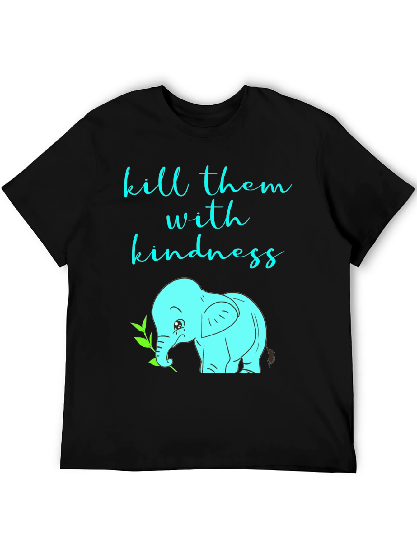 Black Kindness Elephant Graphic Tee - Unisex Soft Cotton T-Shirt view 5