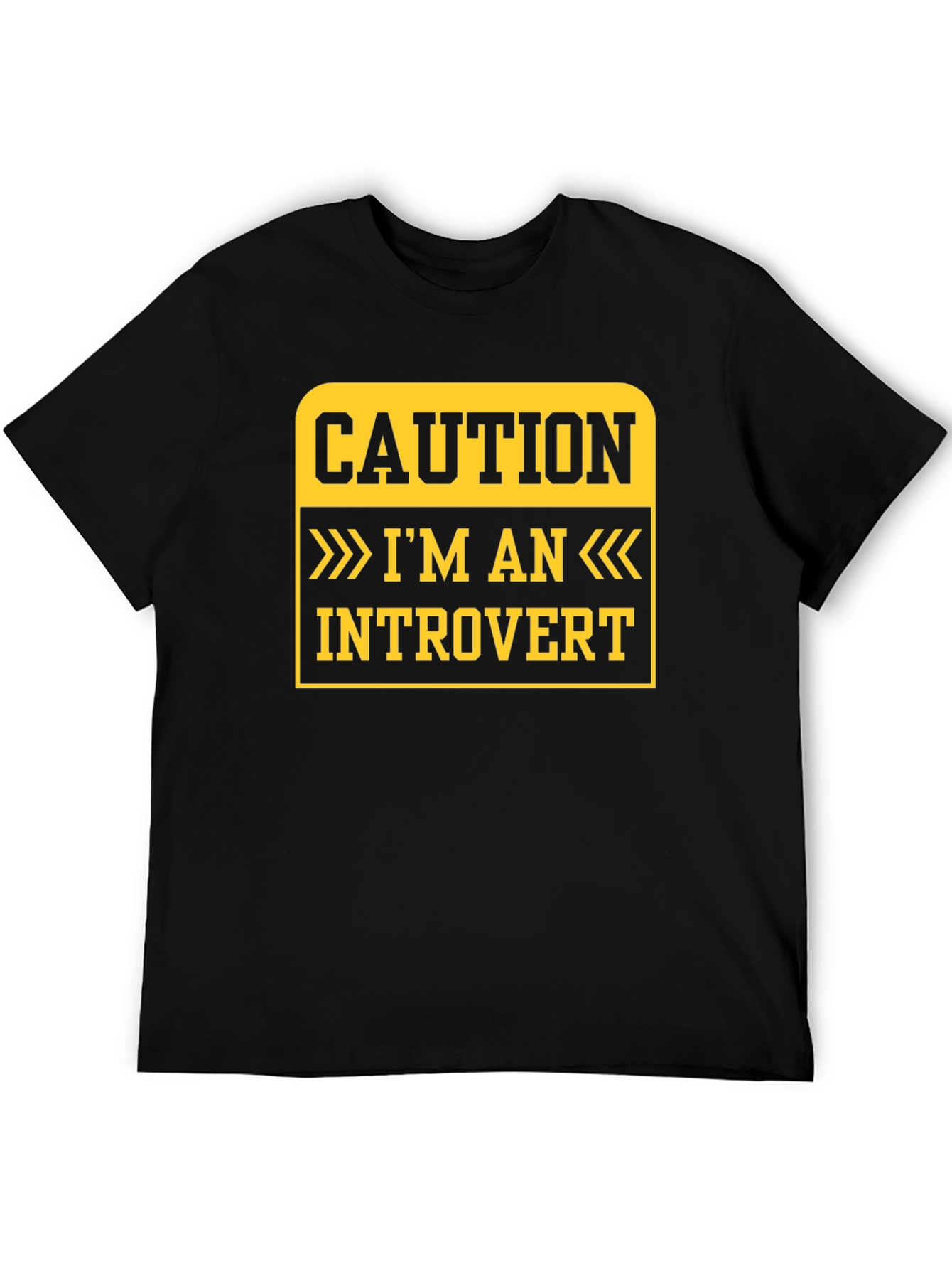 Black Caution Introvert T-Shirt - Funny Statement Tee view 5