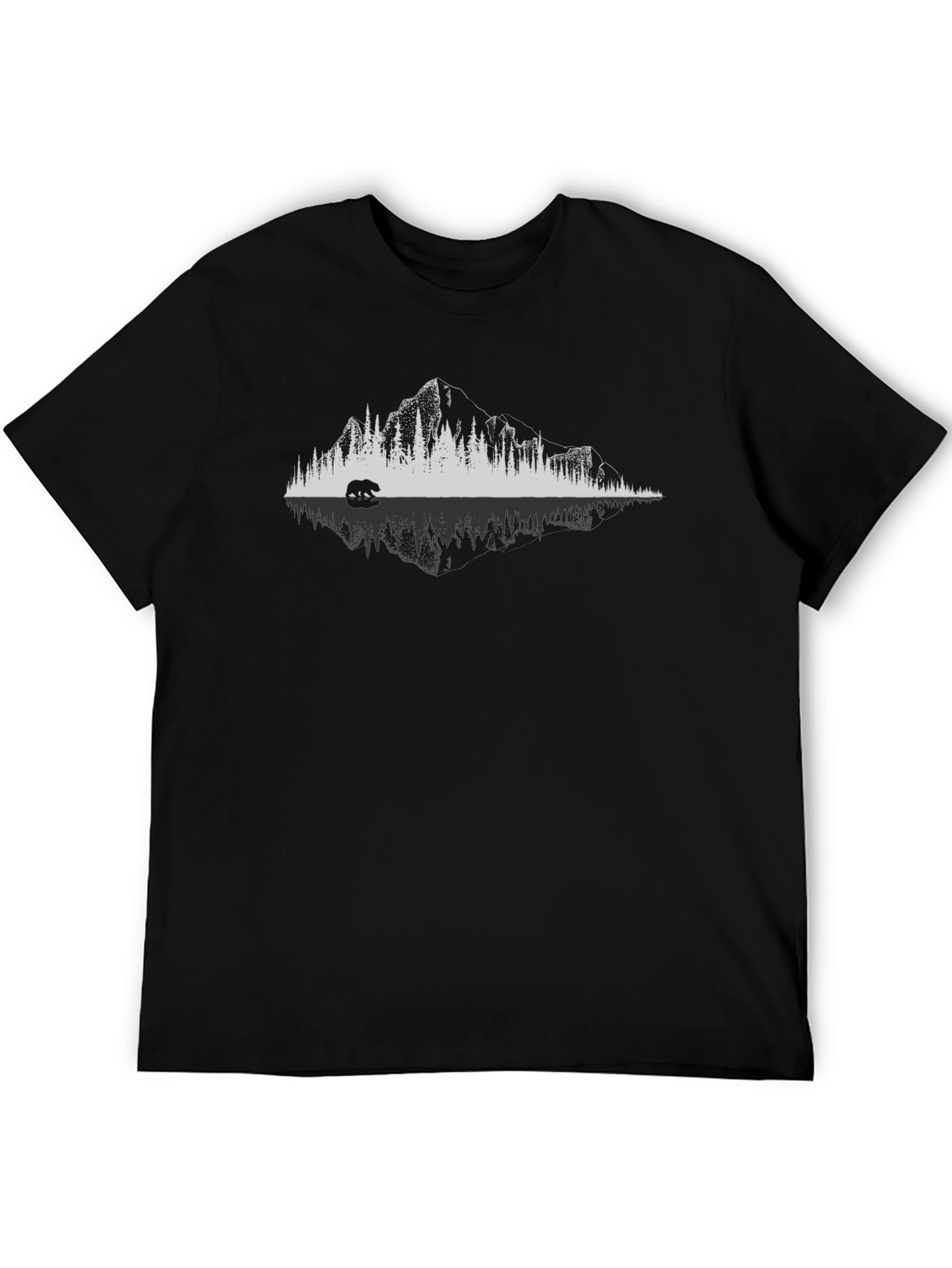 Black Mountain Bear Reflection Graphic T-Shirt view 5