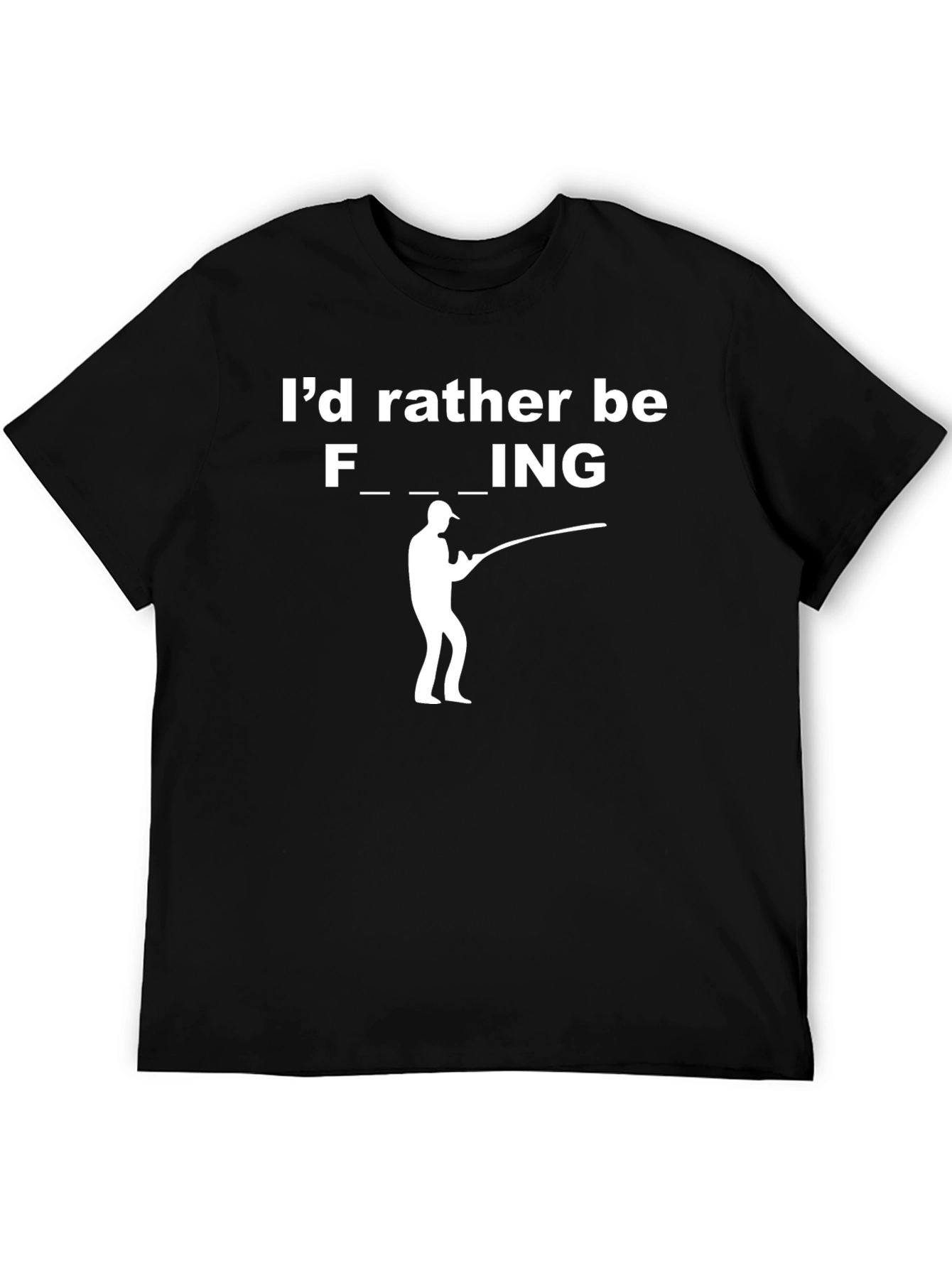 Black Funny Fishing Graphic T-Shirt - Black view 5