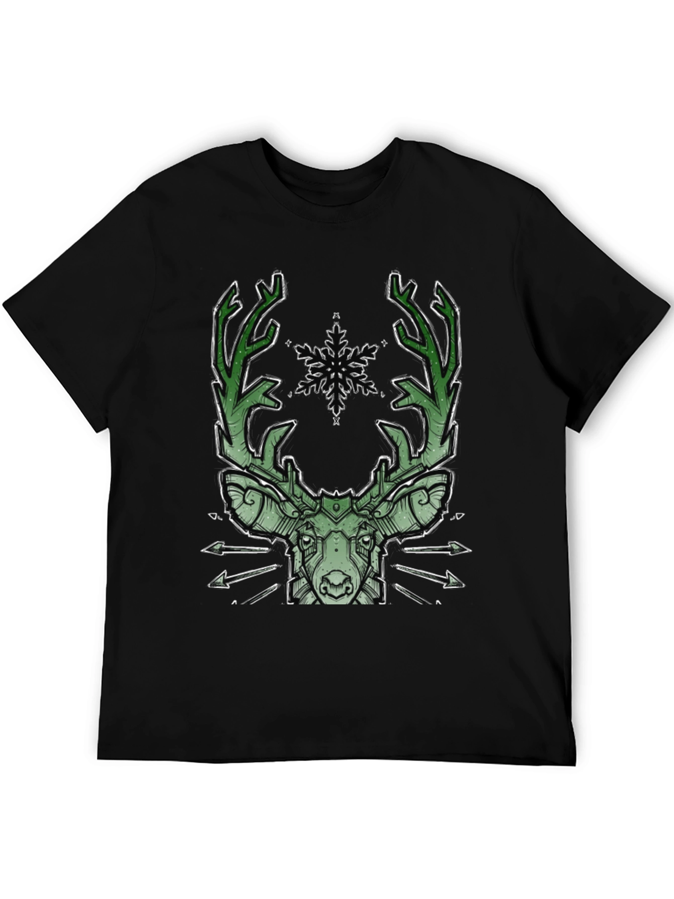 Black Geometric Deer Graphic Tee view 5