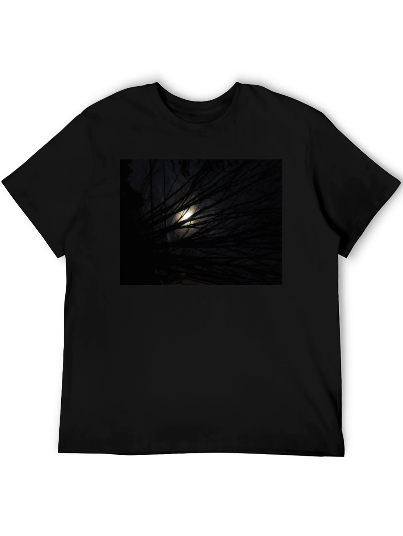 Black Moonlit Branches Graphic Tee - Unisex Black T-Shirt view 5